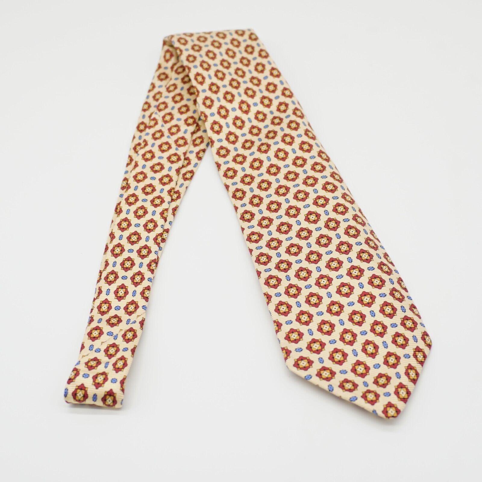 Lands' End Land's End Yellow Red Blue Geometric Print Silk Tie Size ONE SIZE - 6 Thumbnail