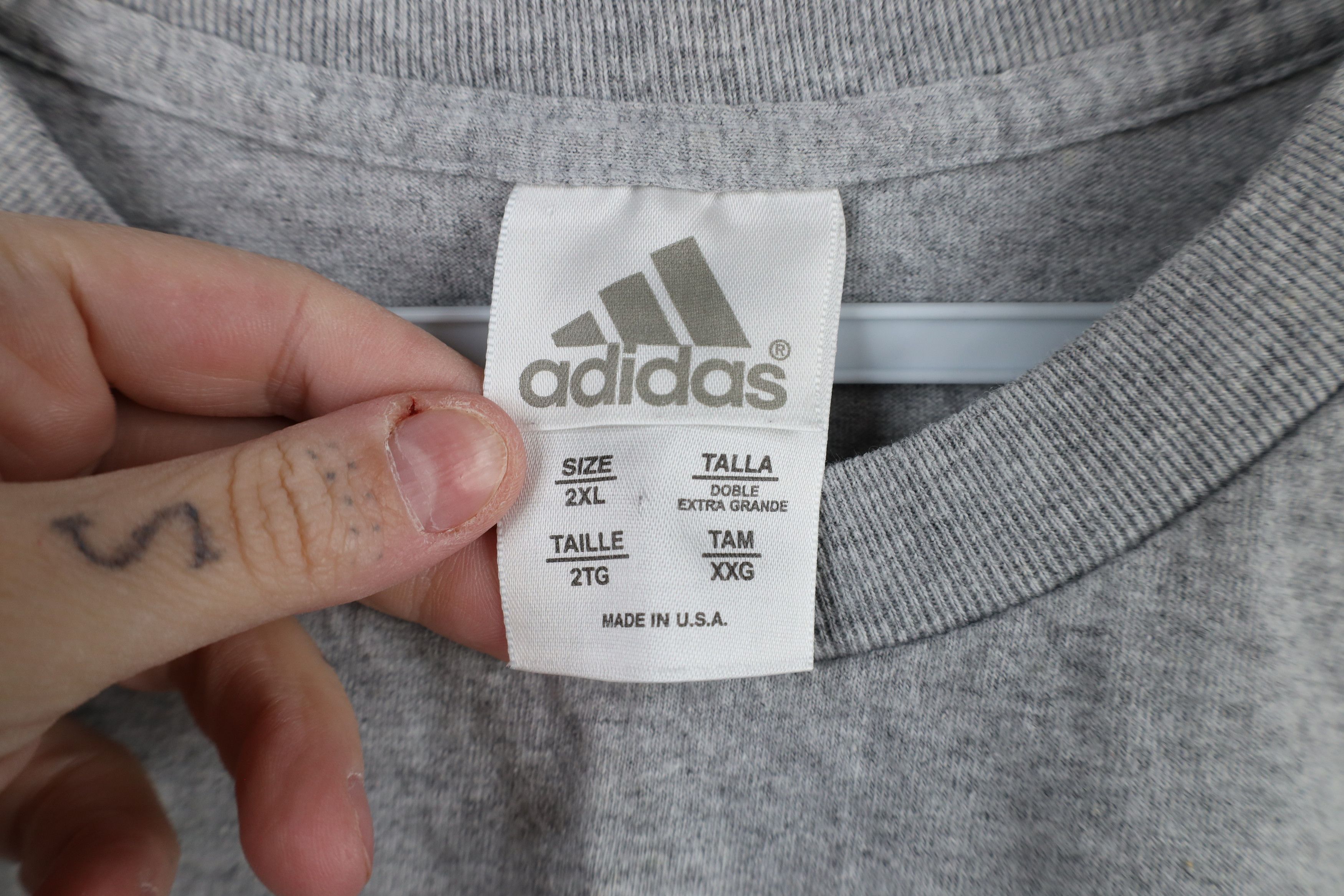 Adidas × Vintage Vintage 90s Adidas Logo Long Sleeve T-Shirt Heather Gray USA Size US XXL / EU 58 / 5 - 6 Thumbnail