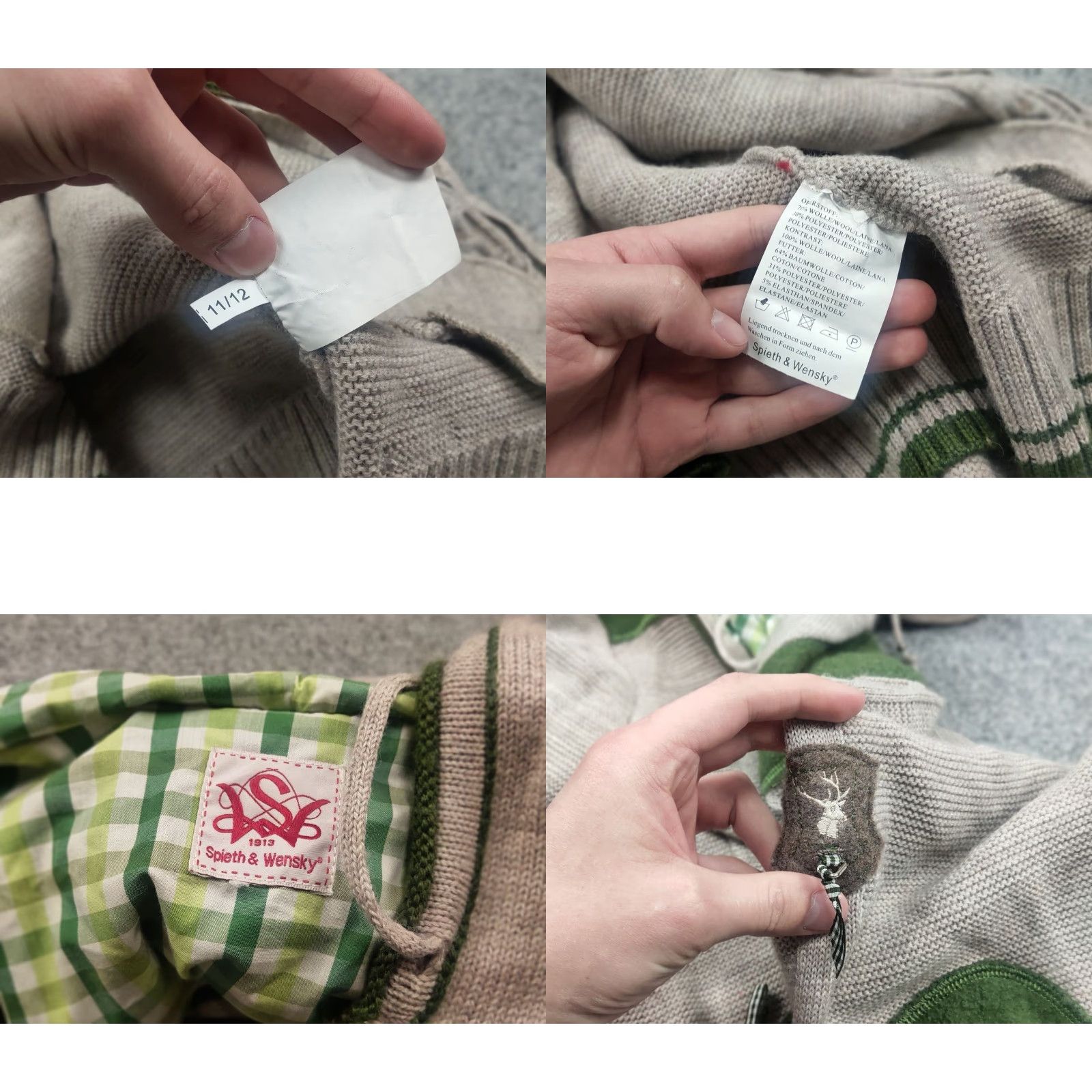 Vintage VINTAGE Spieth & Wensky German Design Knit Wool Blend Gren Beige Full Zip Removable Hoodie Shirt XS? Size US M / EU 48-50 / 2 - 10 Thumbnail