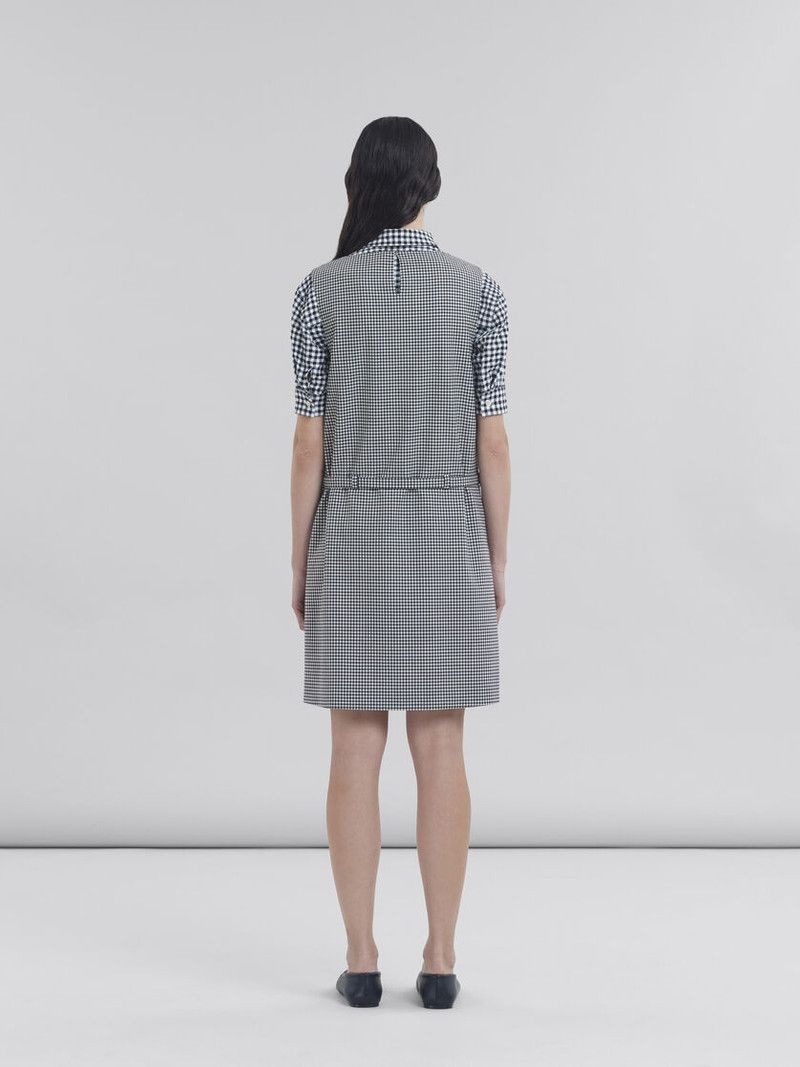 Marni o1f1d3z0326 Wool Blend Check Dress in White/Black Size M / US 6-8 / IT 42-44 - 3 Thumbnail