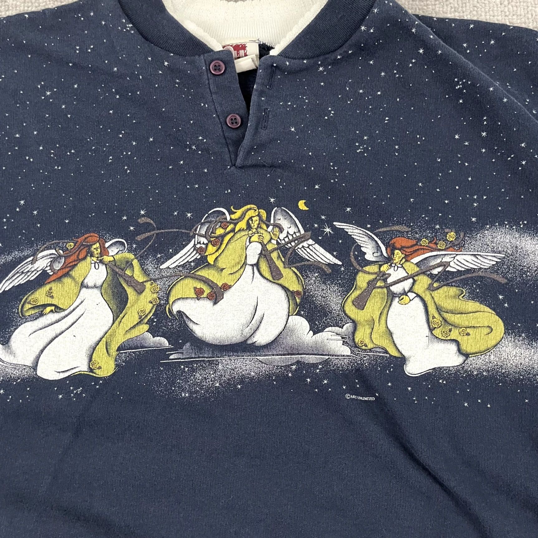 Vintage VTG Art Unlimited Sweatshirt Adult Women 2XL Angels Heaven All Over Wrap Grandma Size XXL / US 16-18 / IT 52-54 - 6 Thumbnail