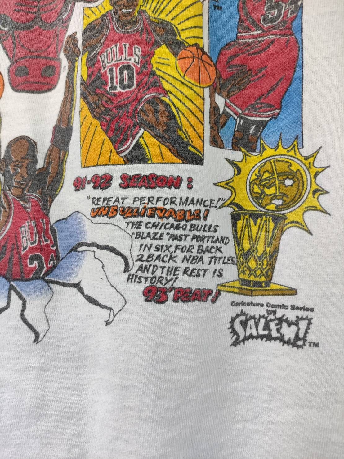 Vtg 90's NBA Chicago Bulls 3 Peat World Champs T-Shirt