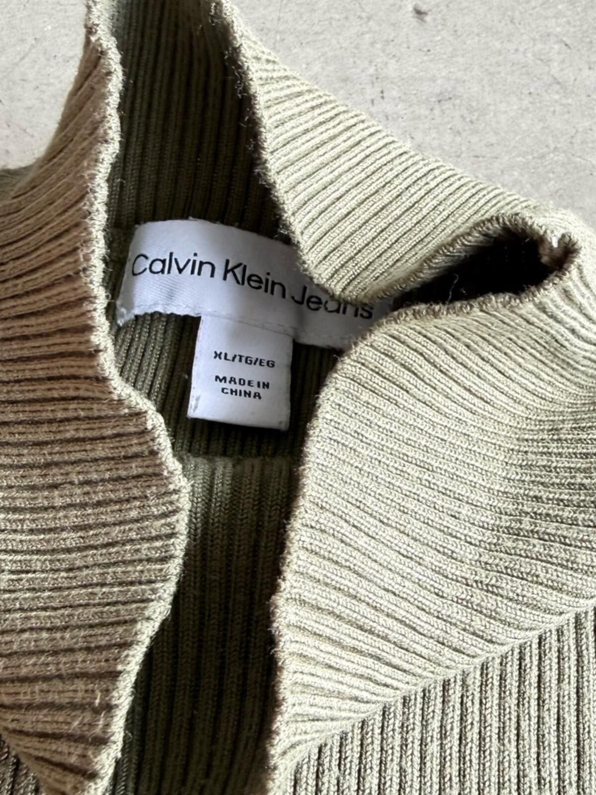 Calvin Klein Calvin Klein / Ribbed Cropped Turtleneck Top / Olive Size XL / US 12-14 / IT 48-50 - 4 Thumbnail
