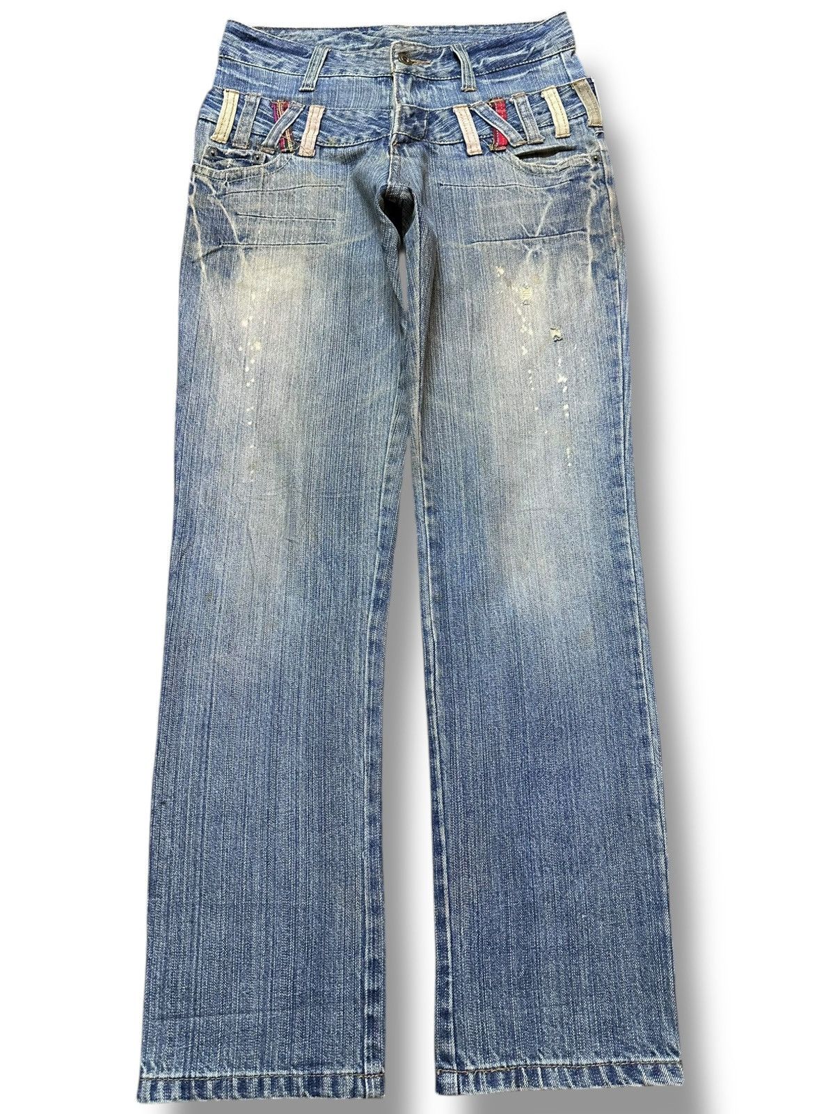 Japanese Brand Vintage Japanese Brand Double Waist Faded Grunge Denim Size US 30 / EU 46 - 1 Thumbnail