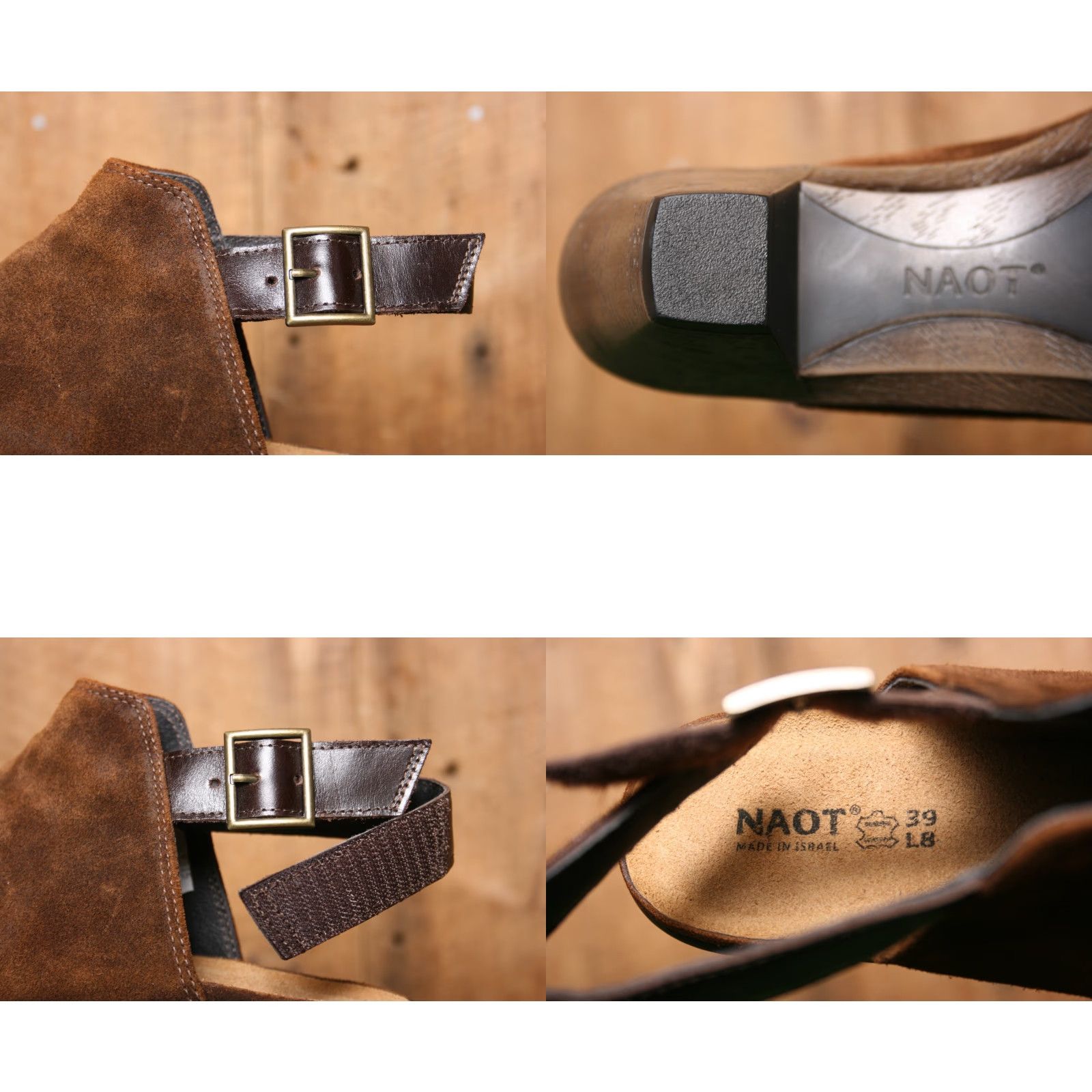 Vintage NAOT Upgrade Brown Burnished Suede Block Heel Slingback Mules US 9 EUR 40 Women Hesl? Size US 9 / IT 39 - 8 Thumbnail