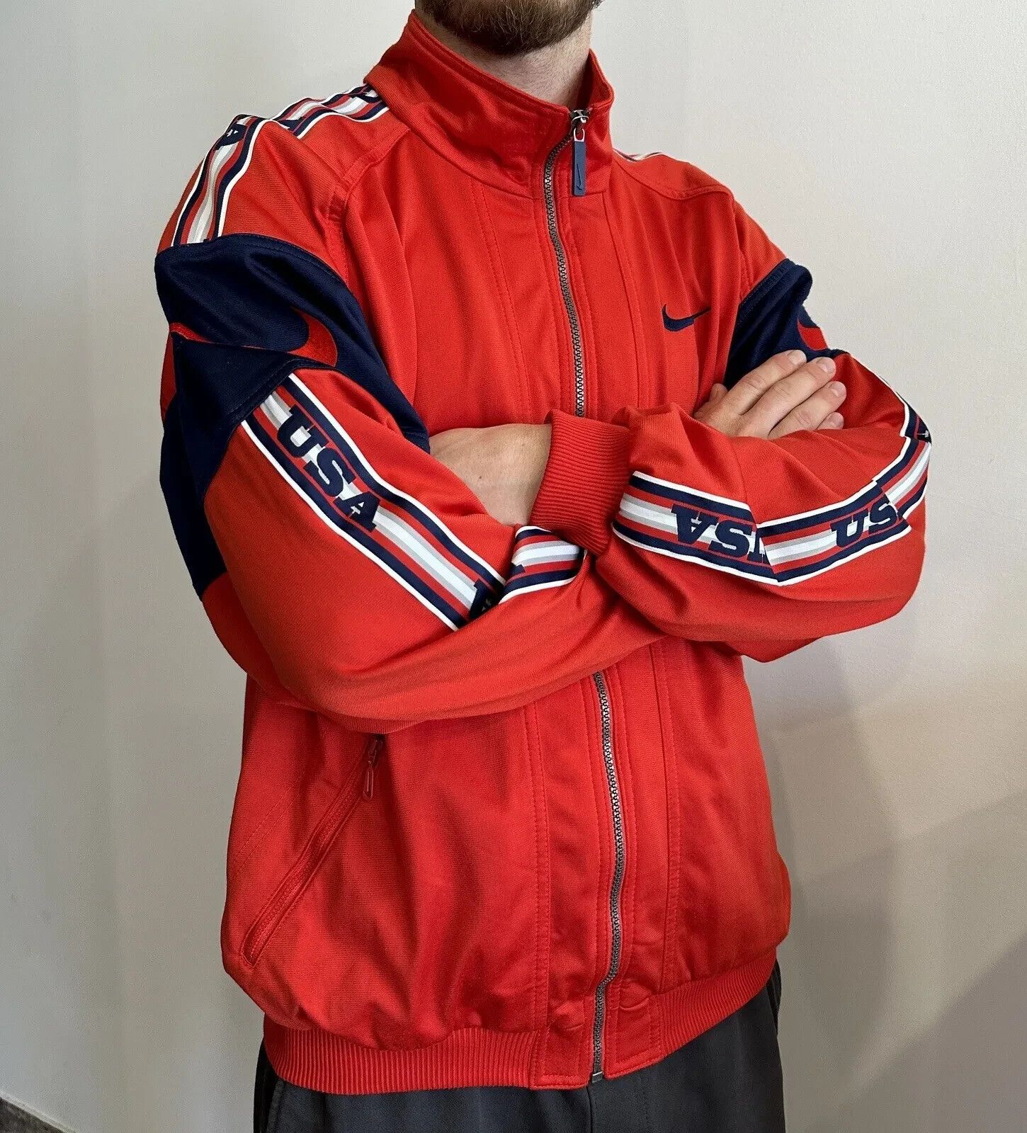 Nike NIKE VINTAGE TRACK JACKET FULL ZIP BIG LOGO USA 1990s BLOKE Size US M / EU 48-50 / 2 - 1 Thumbnail