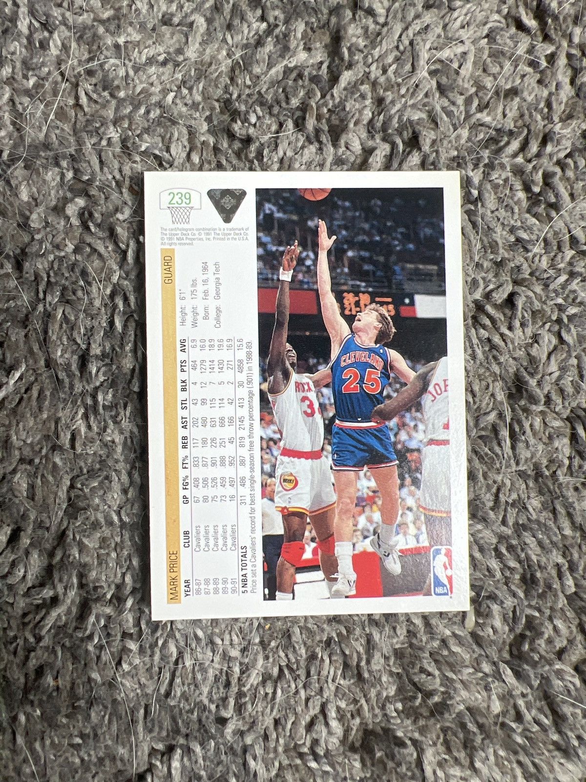 NBA 1991 Upper Deck #239 Mark Price Card Size ONE SIZE - 2 Thumbnail