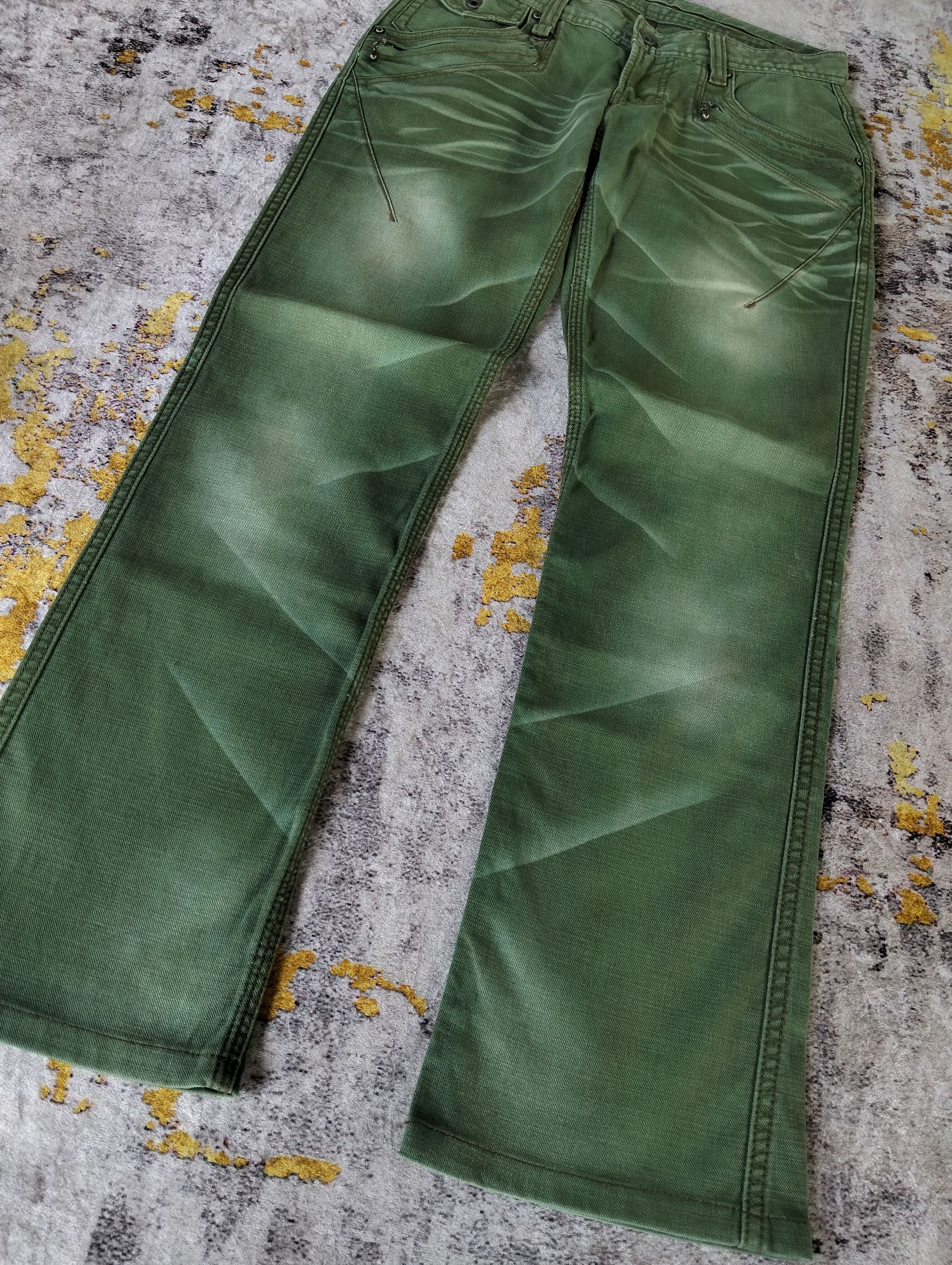 Nicole Club Nicole Club For Men Slim Green Whiskers Low Rise Jeans Size US 31 - 4 Thumbnail