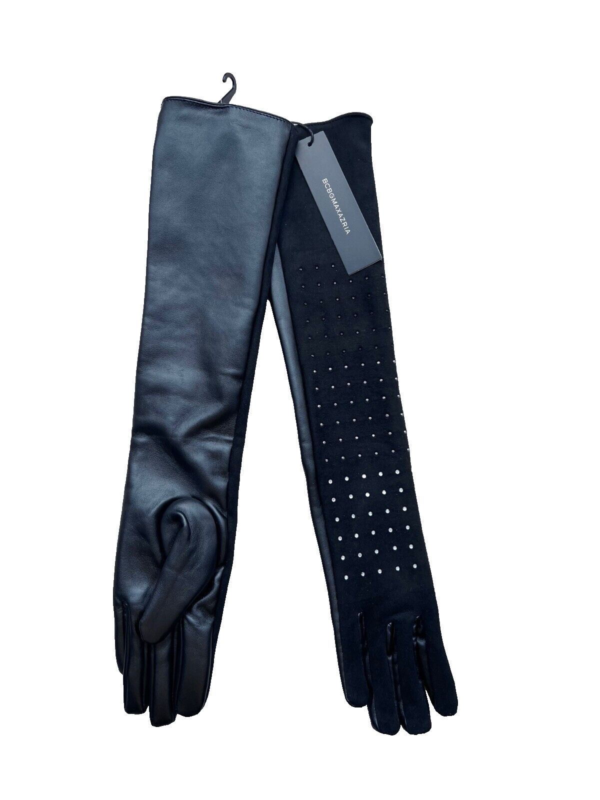 Bcbgmaxazria BCBG Long Faux Suede Leather Studded Gloves Black ( M ) Size ONE SIZE - 1 Thumbnail