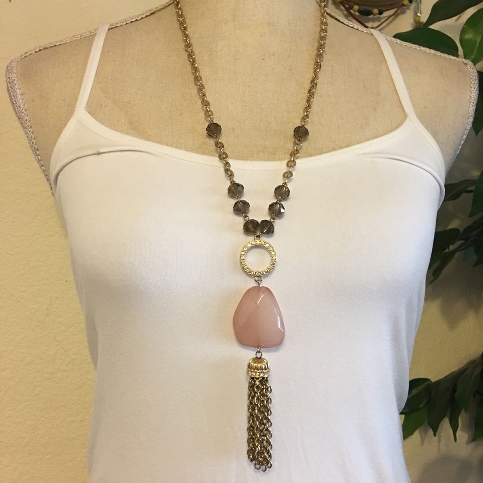 Vintage Vintage faceted stone chain tassel long necklace Size ONE SIZE - 1 Thumbnail
