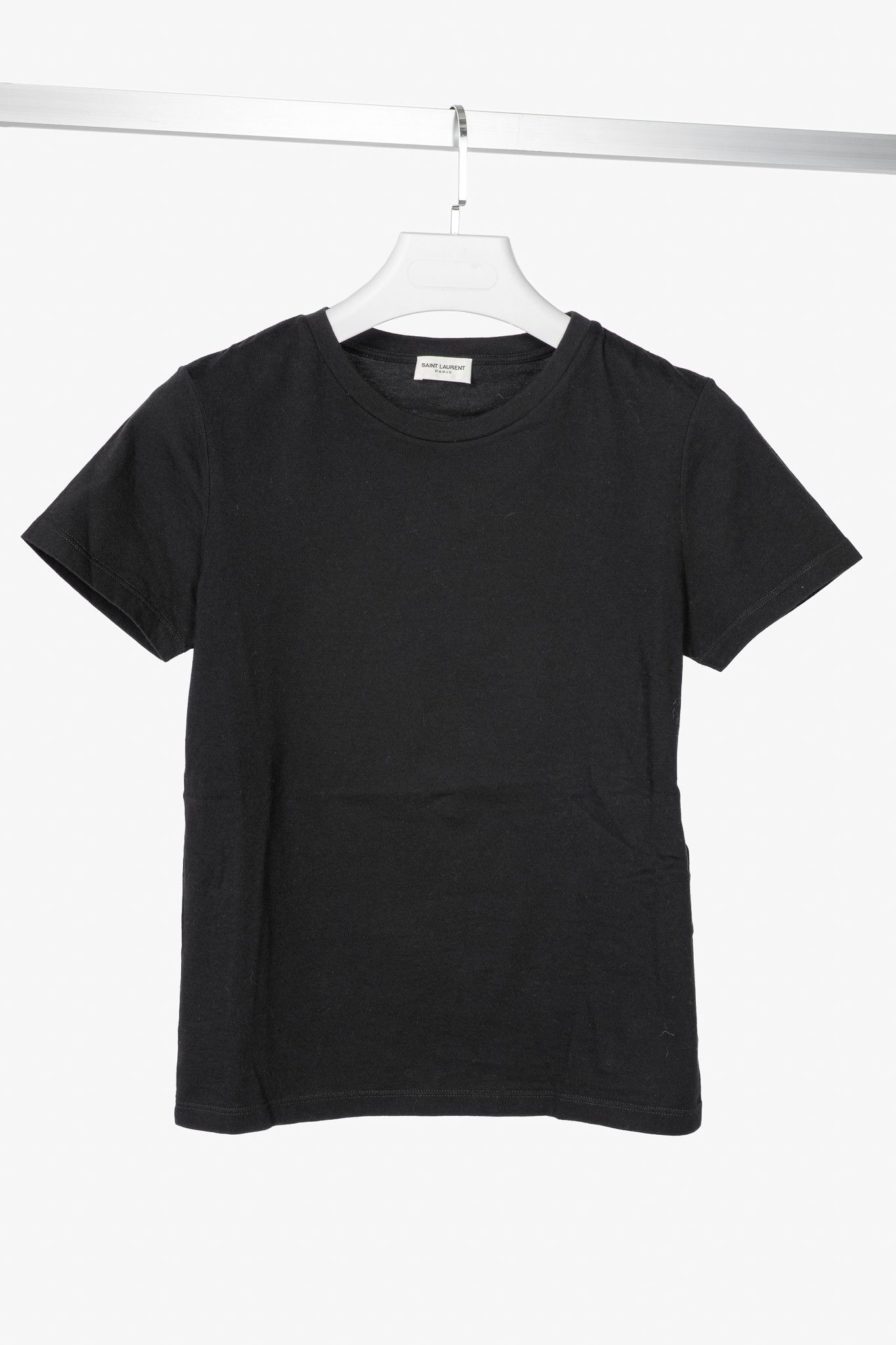 Saint Laurent Paris Saint Laurent Black Cotton-Jersey Short-Sleeve T-Shirt Size S / US 4 / IT 40 - 1 Thumbnail