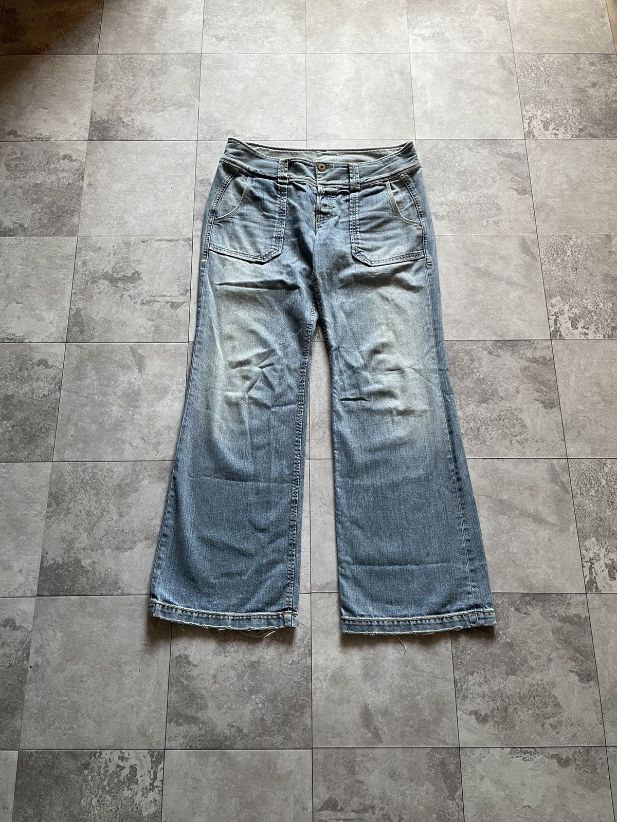 image of 1990X Clothing x Diesel Vintage Diesel Blue Wash Flare Fatigue Style Jeans, Men's (Size 31)