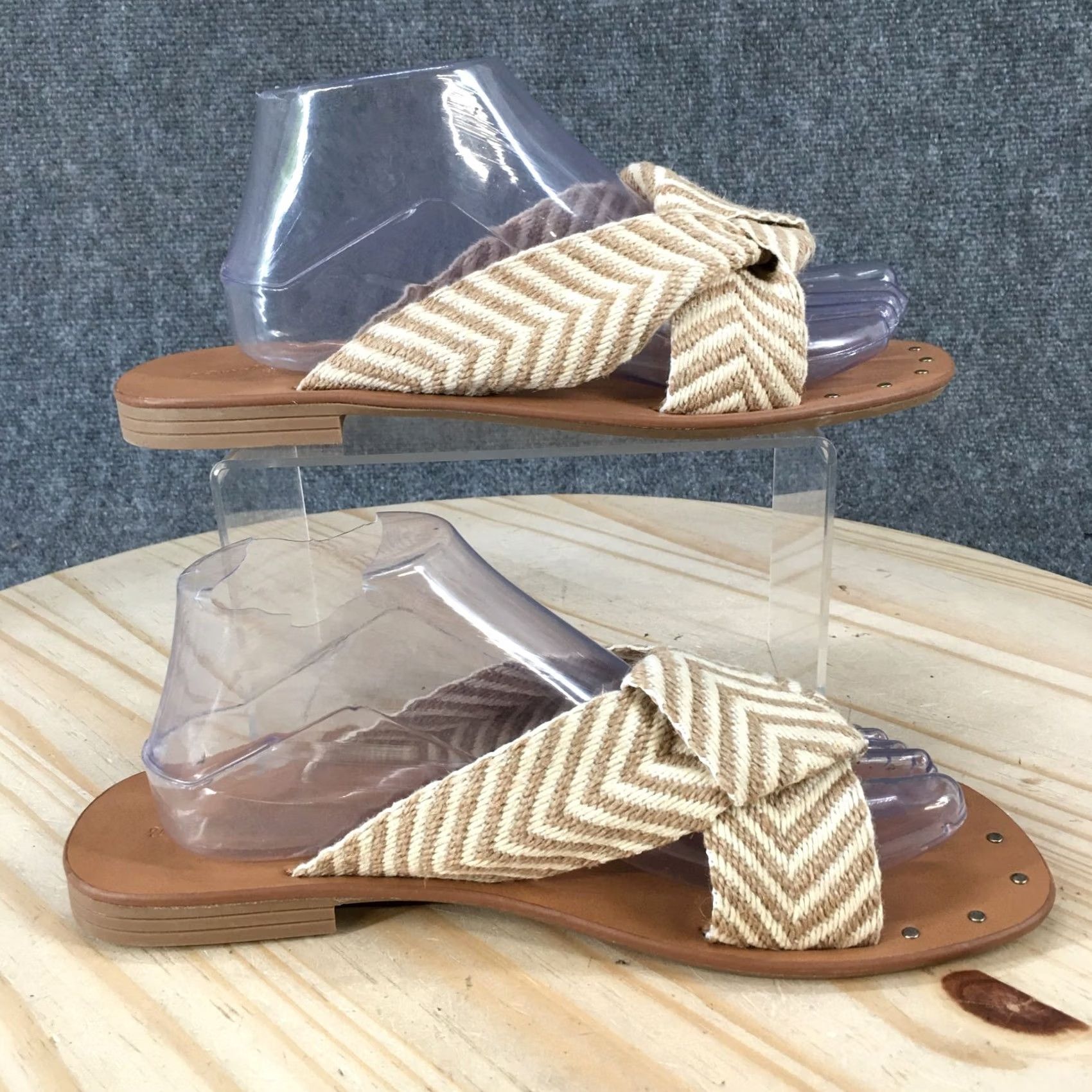 Vintage Universal Thread Sandals Womens 9.5 Louise Chevron Knotted Slide Brown Striped Size US 10 / IT 40 - 2 Thumbnail