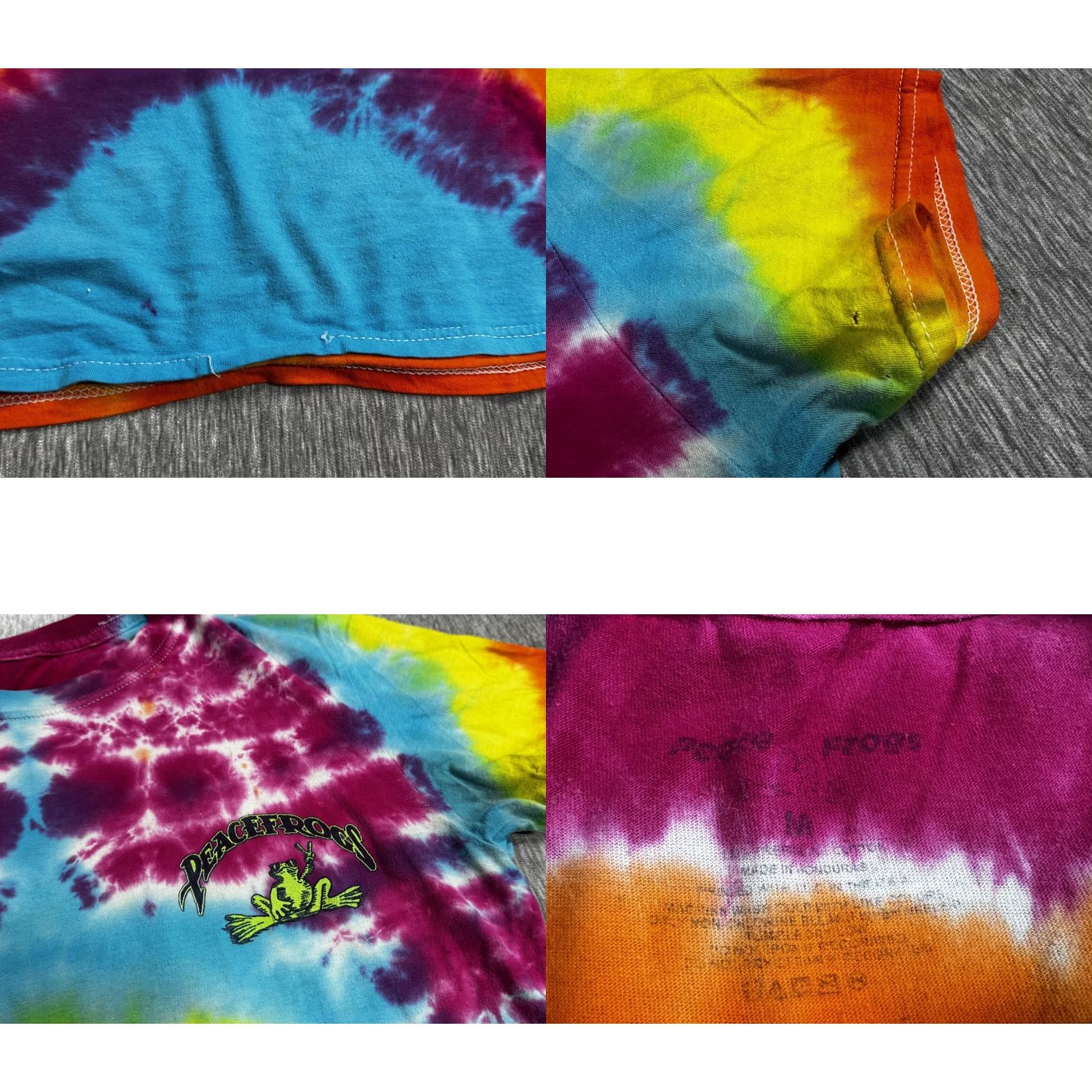 Vintage Peace Frogs Shirt Mens Medium Tie Dye Back In The Day Hippie Graphic Tee T-Shirt Size US M / EU 48-50 / 2 - 8 Thumbnail