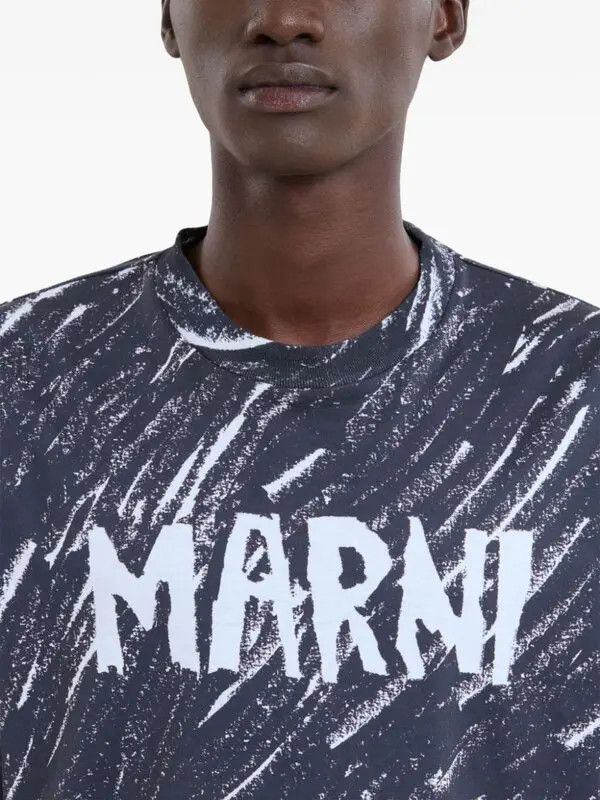 Marni o1w1db11125 Logo Print T-Shirt in Blue Size US M / EU 48-50 / 2 - 4 Thumbnail