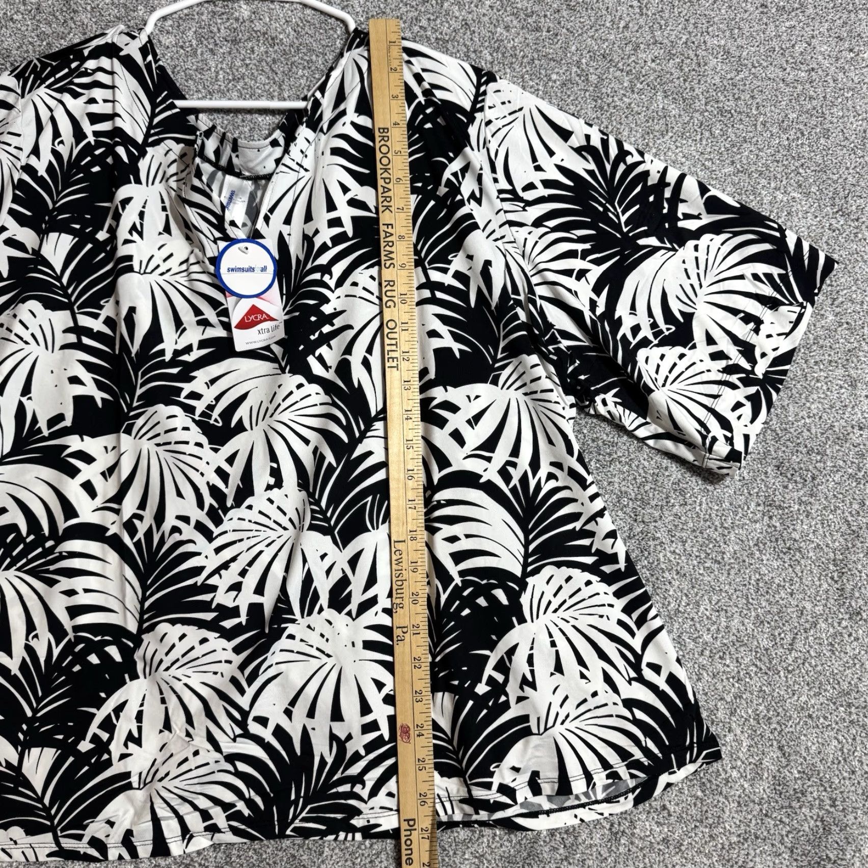 Vintage SwimsuitsForAll Swim Shirt Plus 30/32 Boho Palm Tropical Print Cover Up Beach Swimsuit Beachwear Womens Size 4XL / US 24-26 - 7 Thumbnail