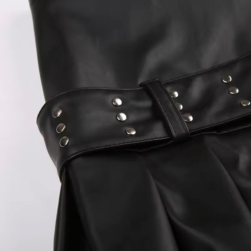 Designer PU Leather Dark Hotsweet Style Gothic Punk Skirt Size 30" / US 8 / IT 44 - 7 Thumbnail