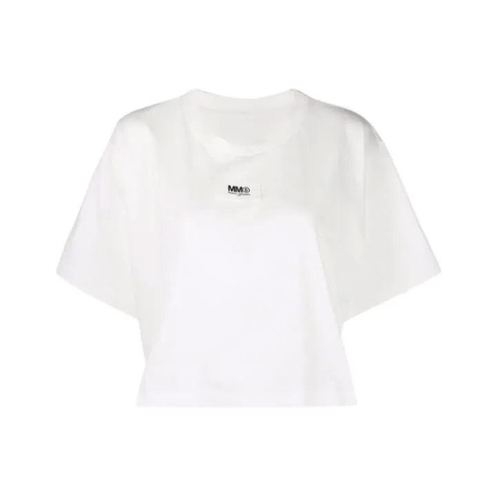 Maison Margiela MM6 Maison Margiela White Cropped T-Shirt 0079 Size S / US 4 / IT 40 - 1 Thumbnail