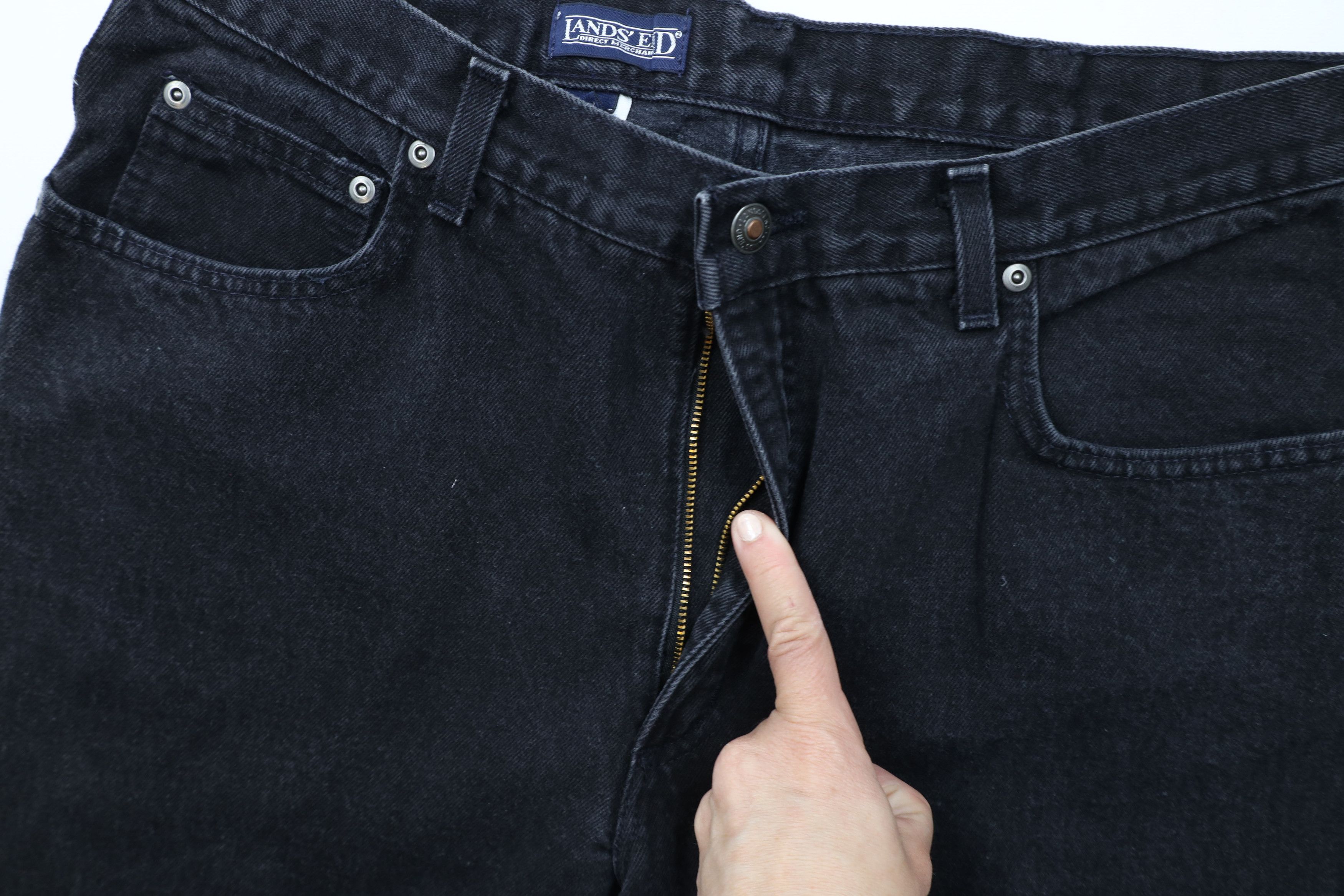 Lands' End × Vintage Vintage 90s Lands End Tapered Leg Denim Jeans Black USA Size US 34 / EU 50 - 7 Thumbnail