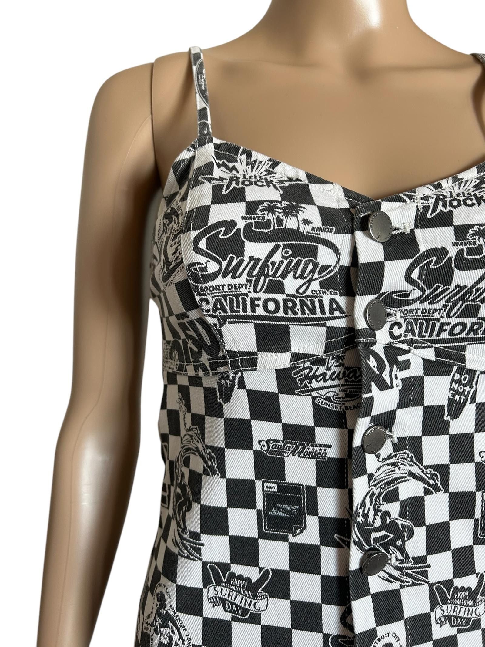 Designer Surfing California Checkered Dress - Stylish Summer Fashion Size S / US 4 / IT 40 - 5 Thumbnail