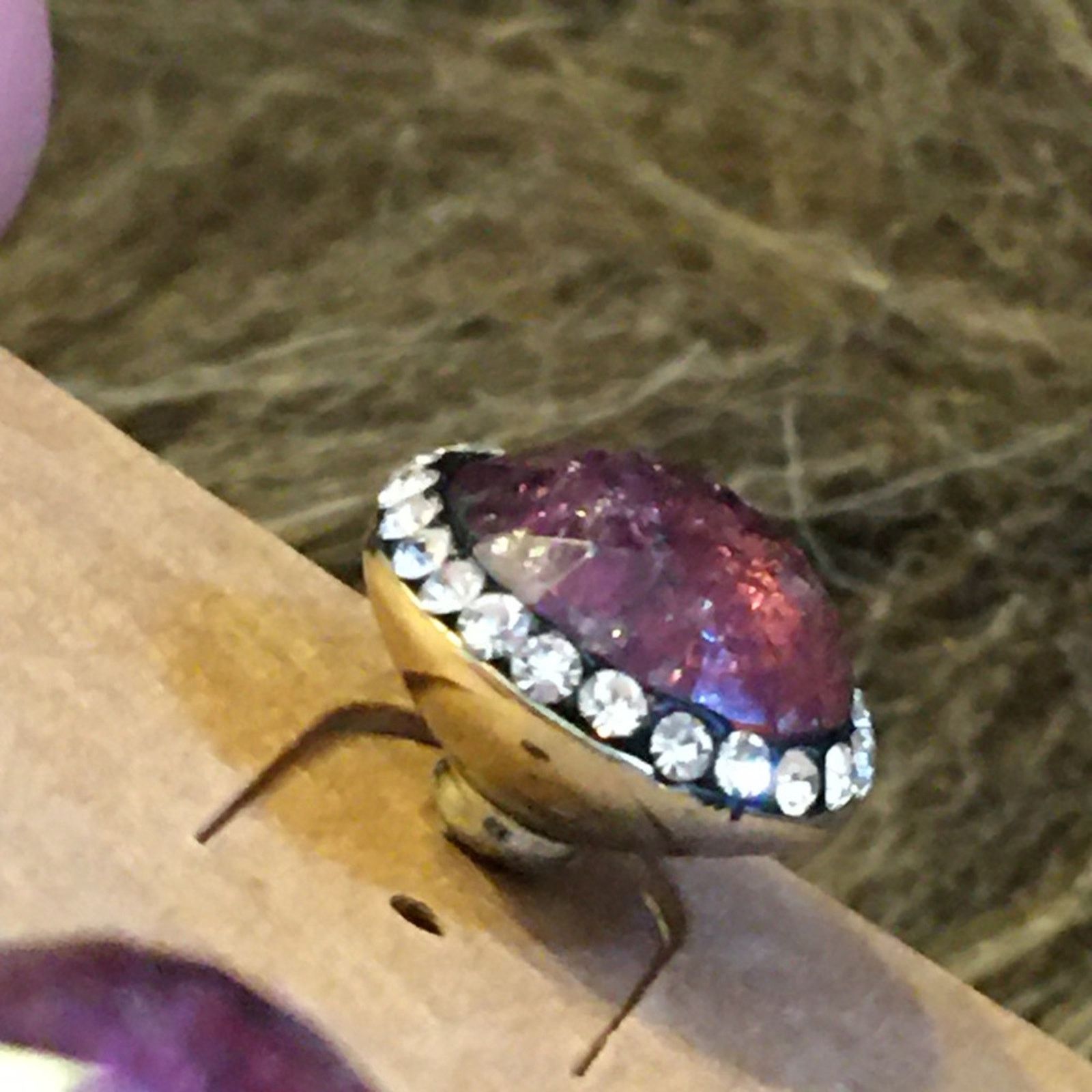 Vintage Vintage purple crackle glass stone earrings Size ONE SIZE - 4 Thumbnail