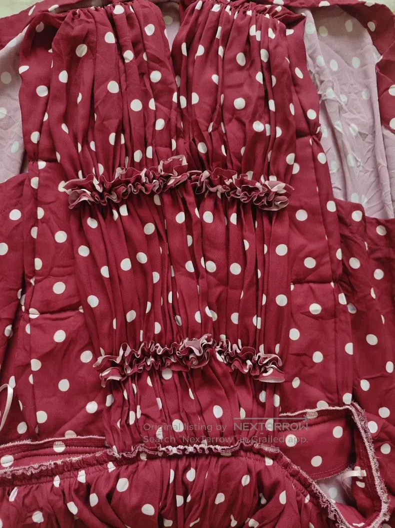 Comme Des Garcons Suspender Skirt Red Ruffles