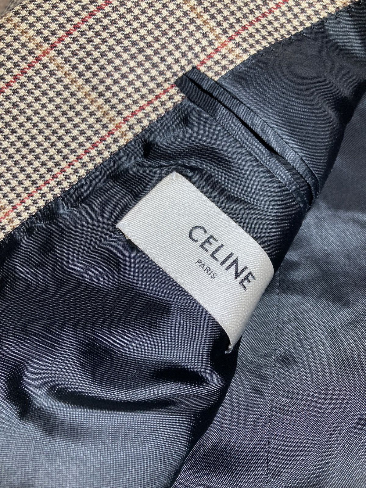 Celine SS20 Celine Houndstooth Check Coat Blazer Jacket 2020 70s Size 44R - 7 Thumbnail