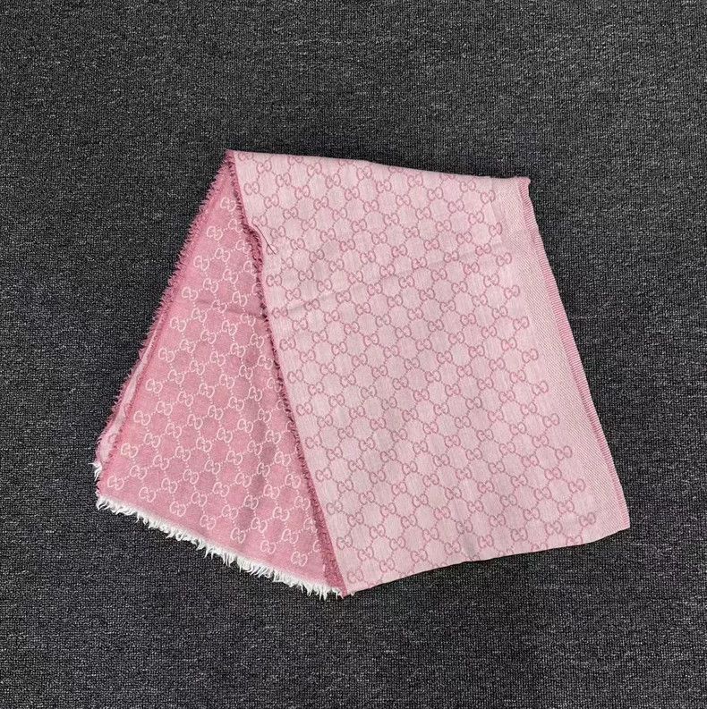 Gucci GUCCI Pink Wool Scarf with Logo Print-2506 Size ONE SIZE - 4 Thumbnail
