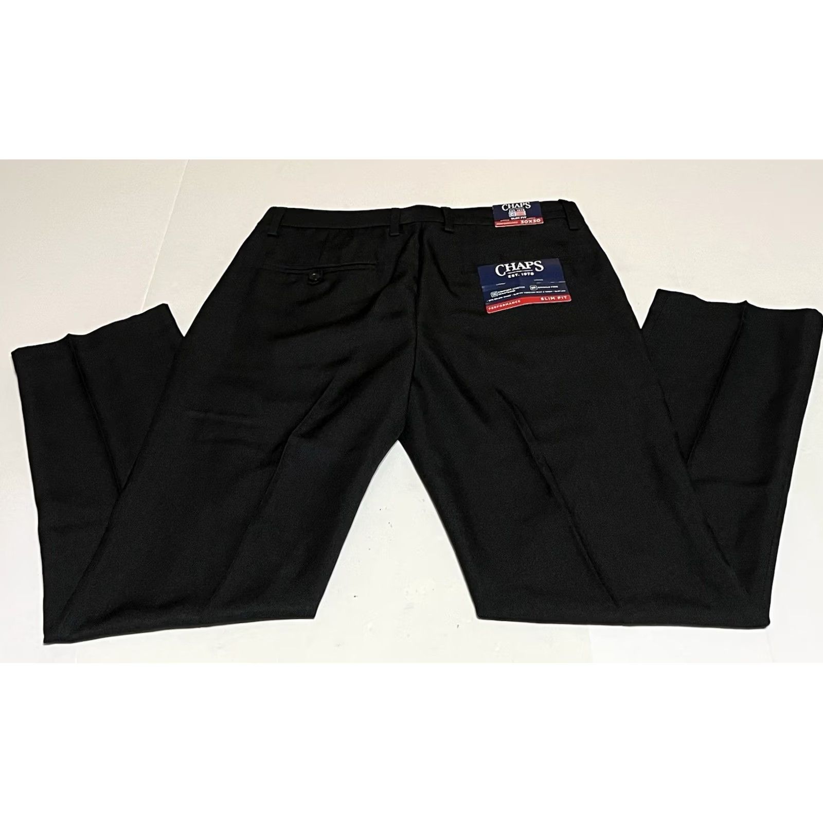 Chaps Chaps Performance Dress Pants Slim Fit Flat Front Black 30x30 Mens NWT Regular Inseam 30 Vintage No Size US 30 / EU 46 - 2 Thumbnail