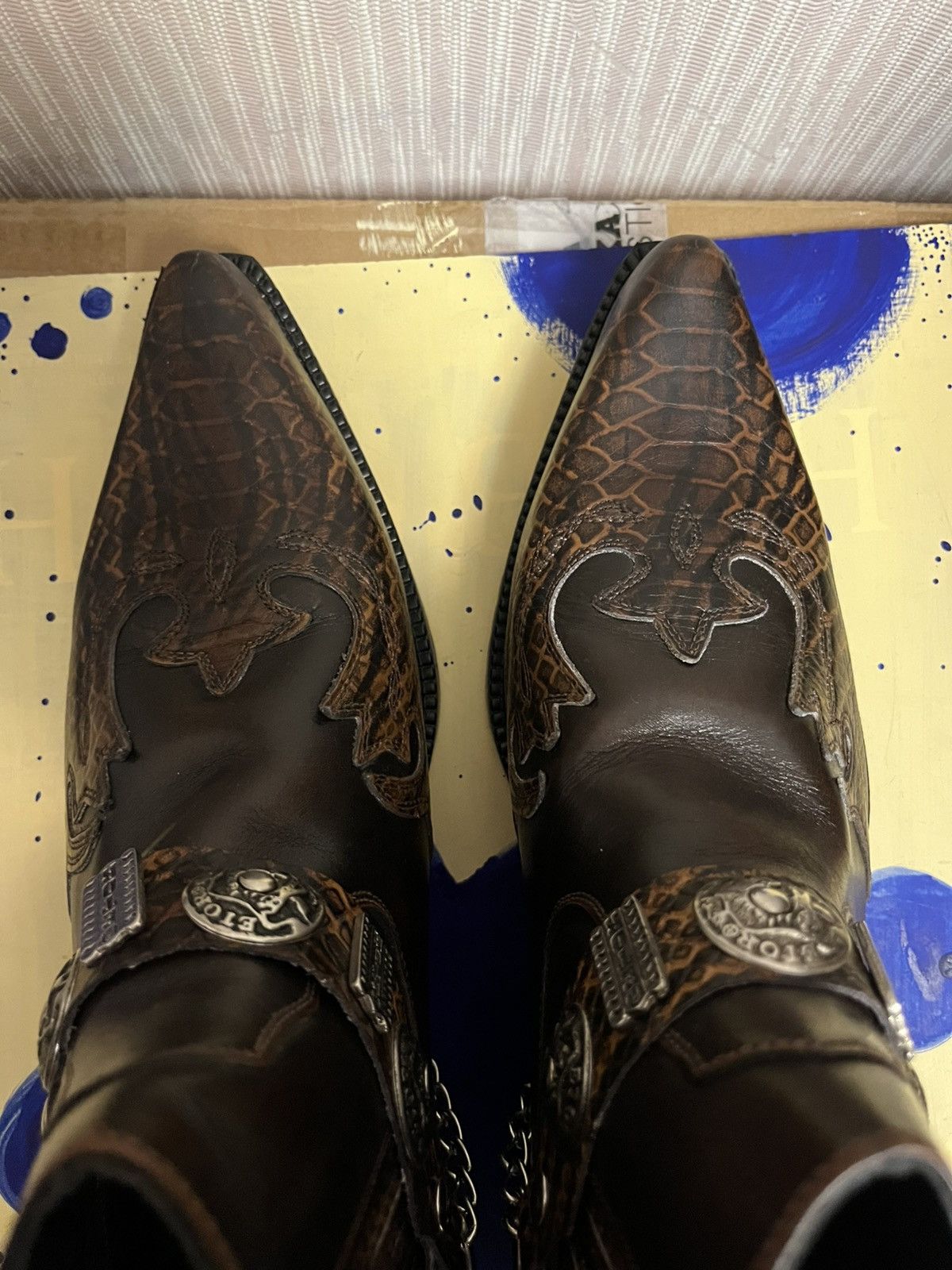 Other Western cowboy guidi type etor leather harness boots Size US 10.5 / EU 43-44 - 5 Thumbnail
