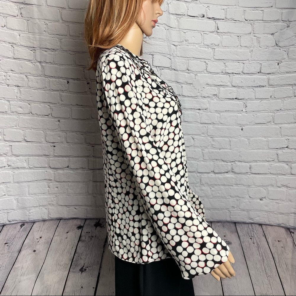 Elie Tahari T Tahari Silk Ruffles Black White Dots Blouse Size S Size S / US 4 / IT 40 - 3 Thumbnail