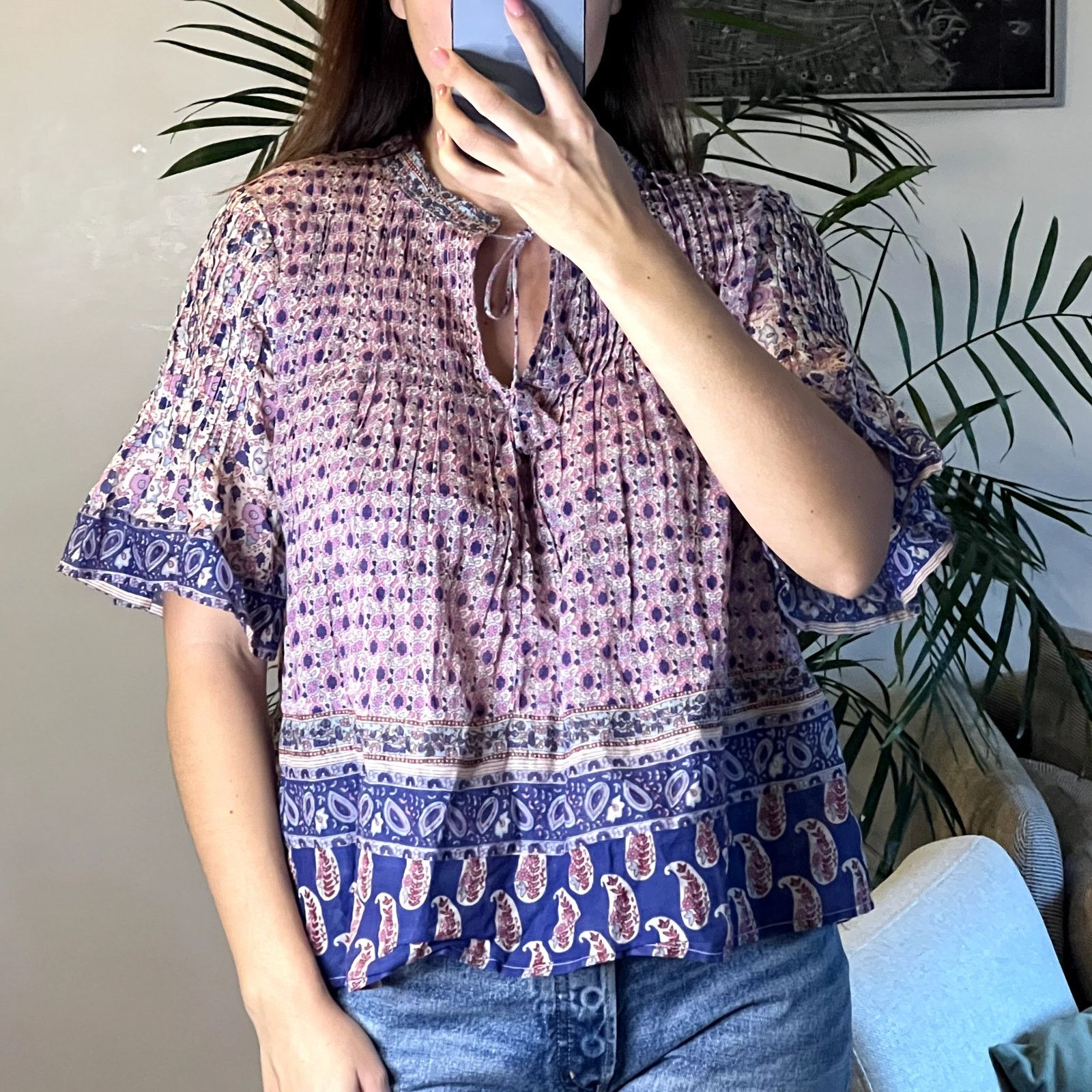 Sea New York Bianca Pintucked top violet Blouse Size 4