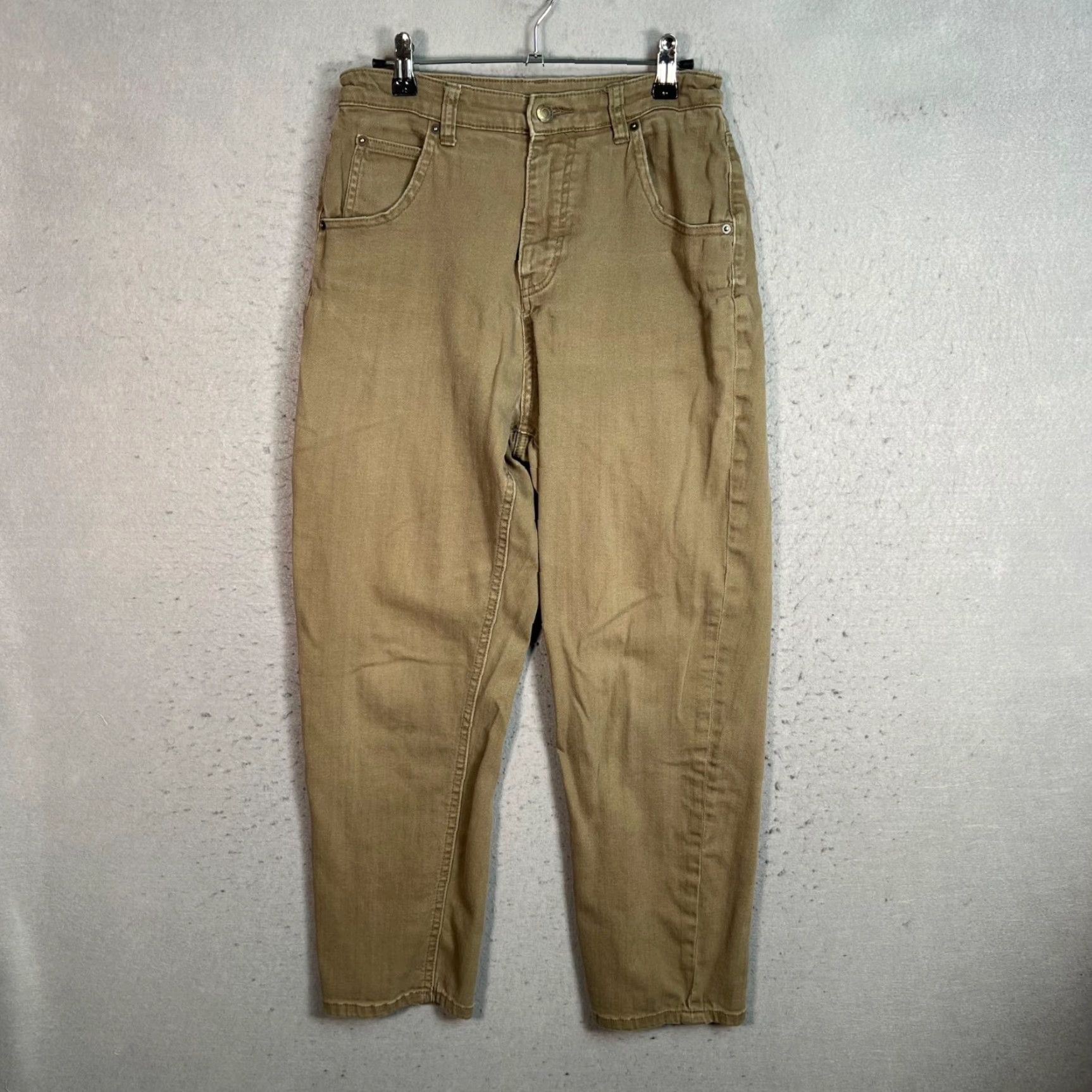 Olive Coen Jeans Women's Olive Green High-Waisted Tapered 26 in 5-Pocket Denim Cotton Blend Vintage No Size 36" / US 14 / IT 50 - 2 Thumbnail
