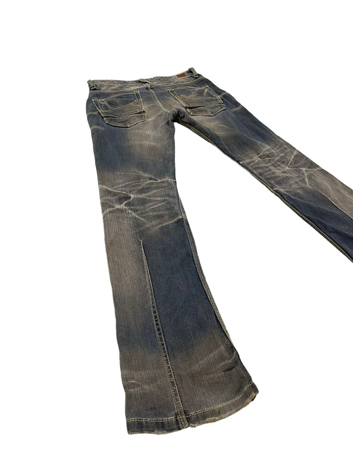 Japanese Brand Flare Jeans Nicole Club Distress Honeycomb Stretch Slim 7🟦7 Size US 33 - 12 Thumbnail