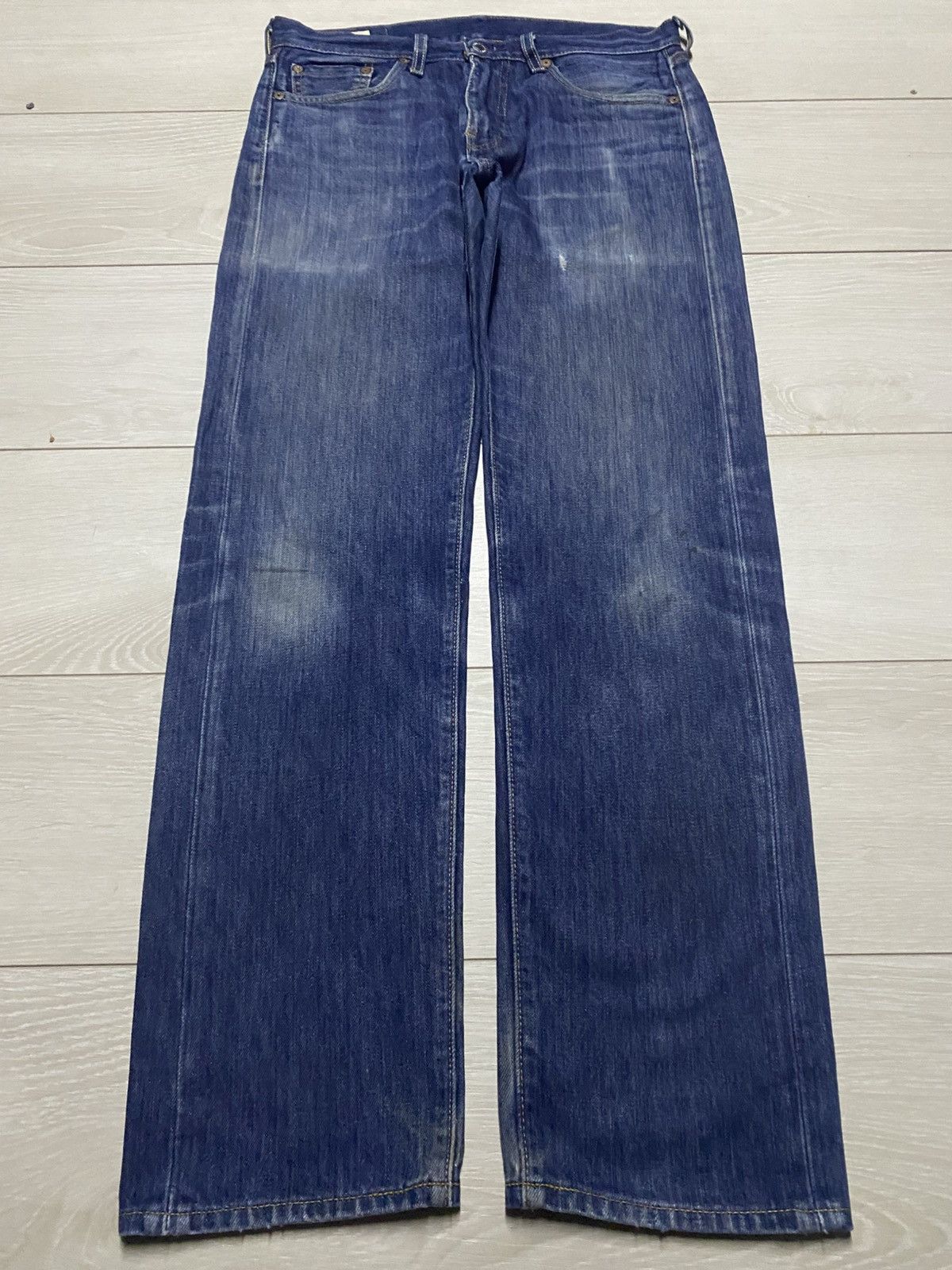 Levi's Vintage Levis Big E Y2K USA Blue Wash Distressed Jeans Size US 31 - 1 Thumbnail
