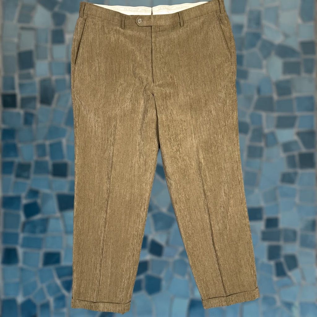 Vintage St Croix Corduroy Pants Mens 42x32 Wool Blend Dress Trousers Cuffed Pleat Italy Size US 42 / EU 58 - 1 Thumbnail