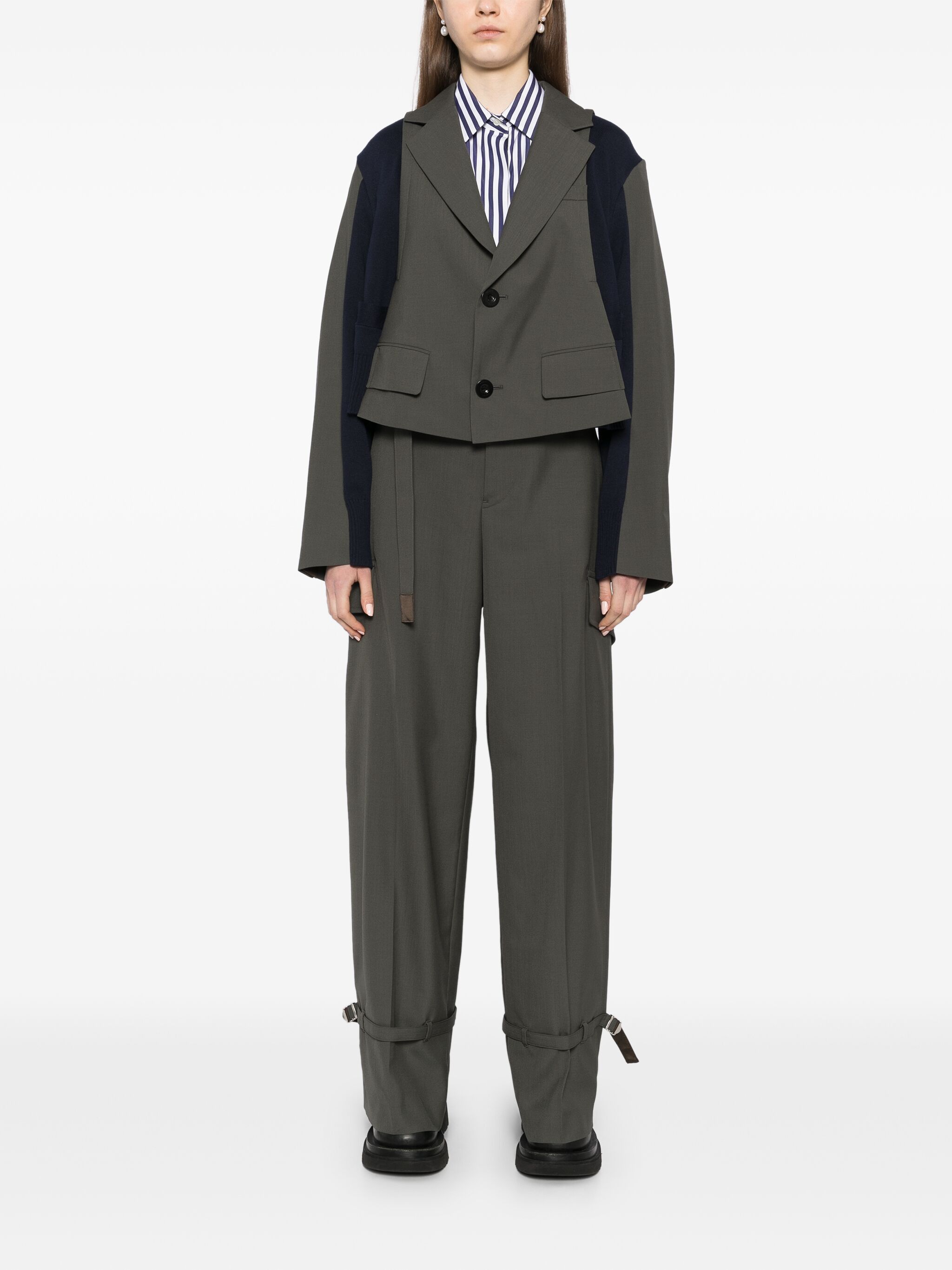Sacai o1s22i1n0924 Cargo Wool Blend Pant in Dark Grey Size 28" / US 6 / IT 42 - 2 Thumbnail