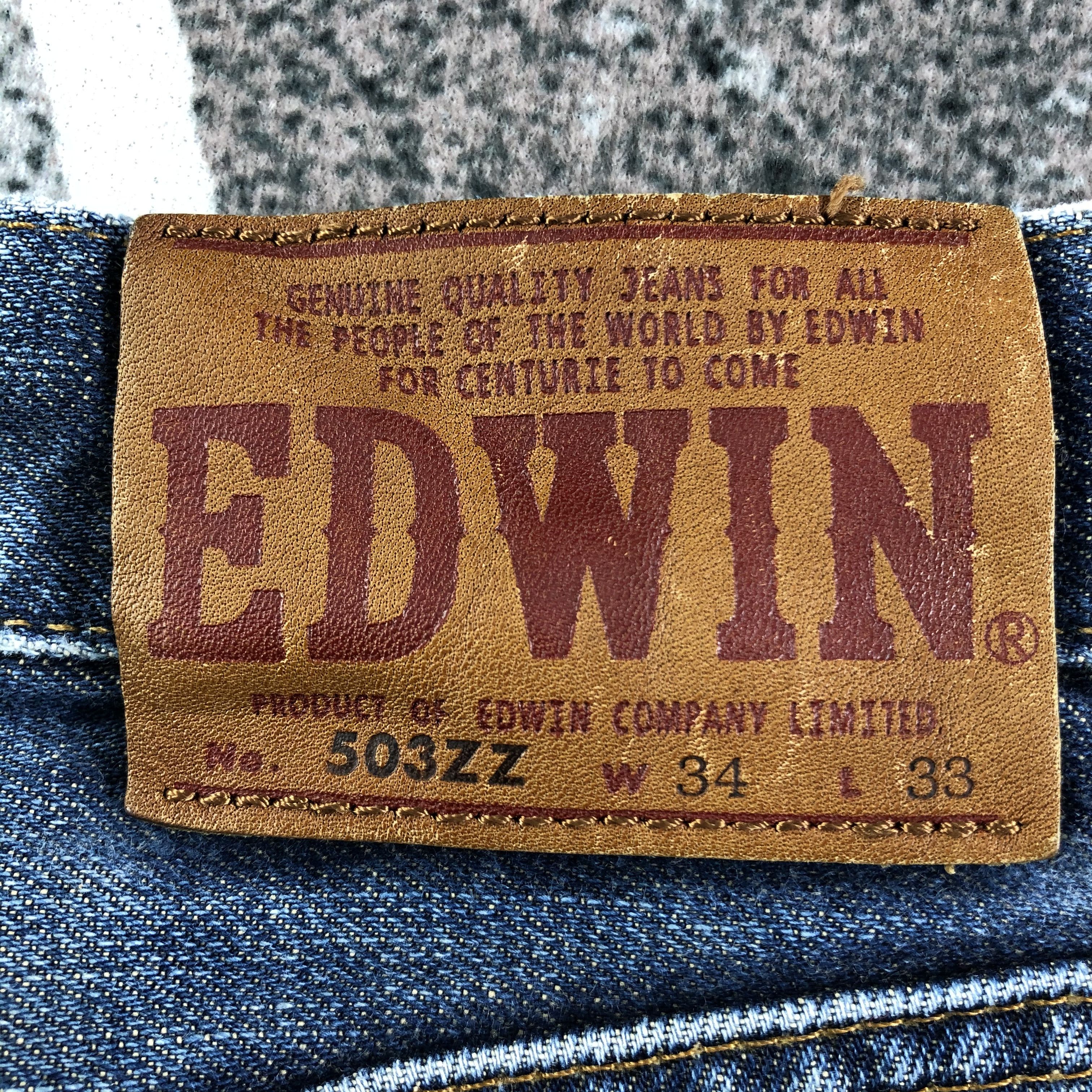 Edwin Vintage Edwin 503 Jeans Faded Blue Distressed Denim KJ1682 Size US 33 - 5 Thumbnail