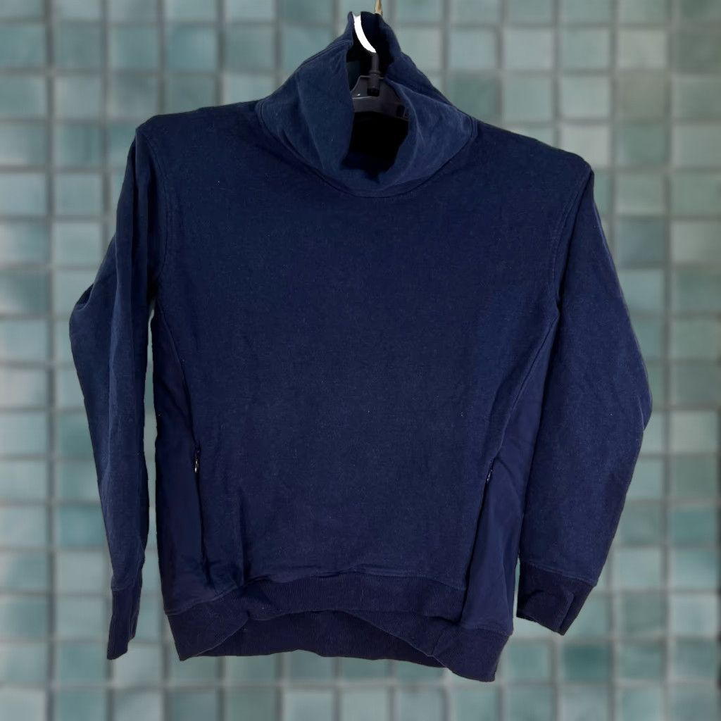 Vintage Yogalicious Sweatshirt — Turtle-Neck Pullover — Womens — Size M — Blue — Athletic Activewear — Cotton Blend — Long Sleeve Size M / US 6-8 / IT 42-44 - 1 Thumbnail