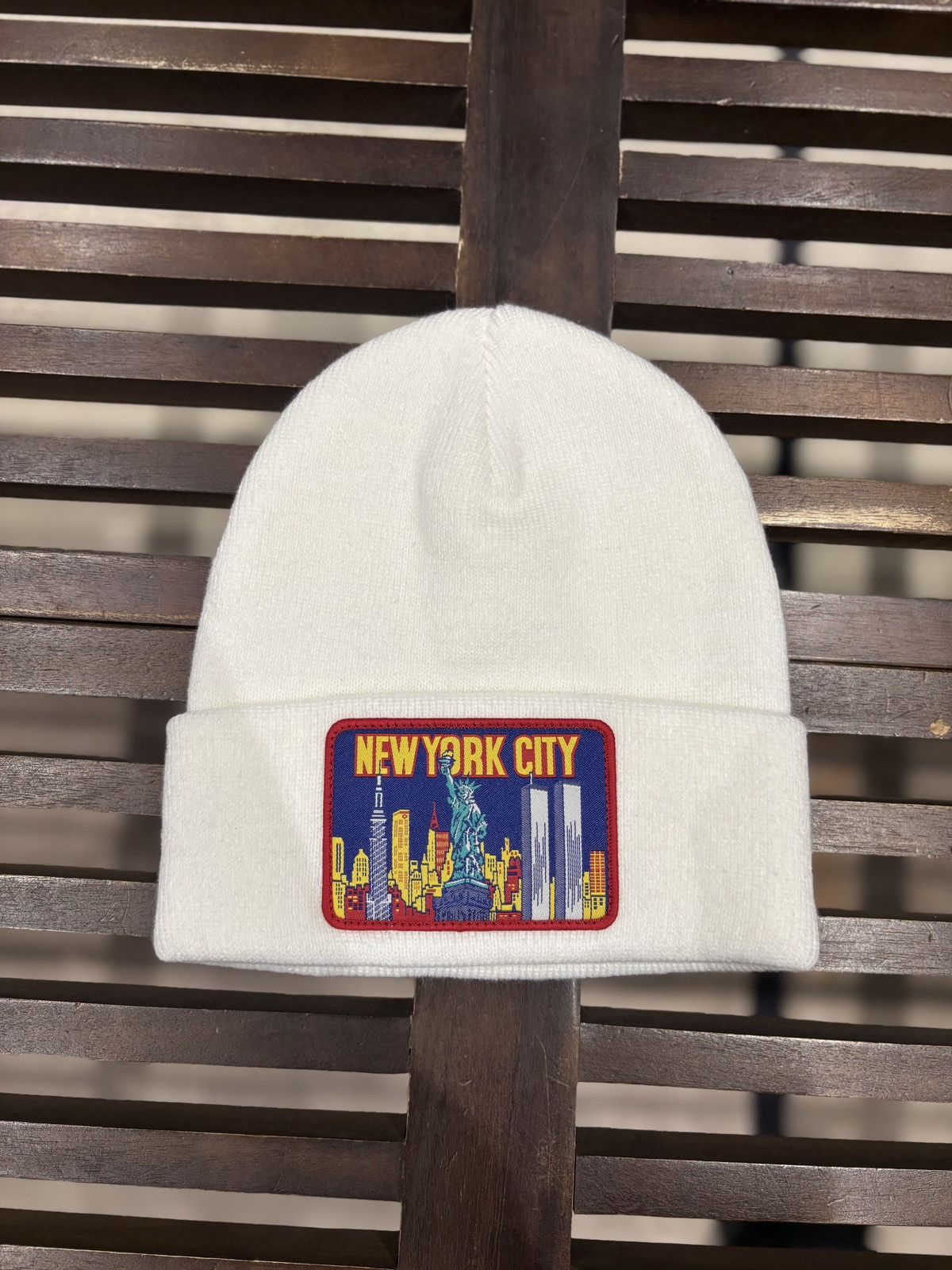 Supreme Supreme NY Patch Beanie White Size ONE SIZE - 1 Thumbnail