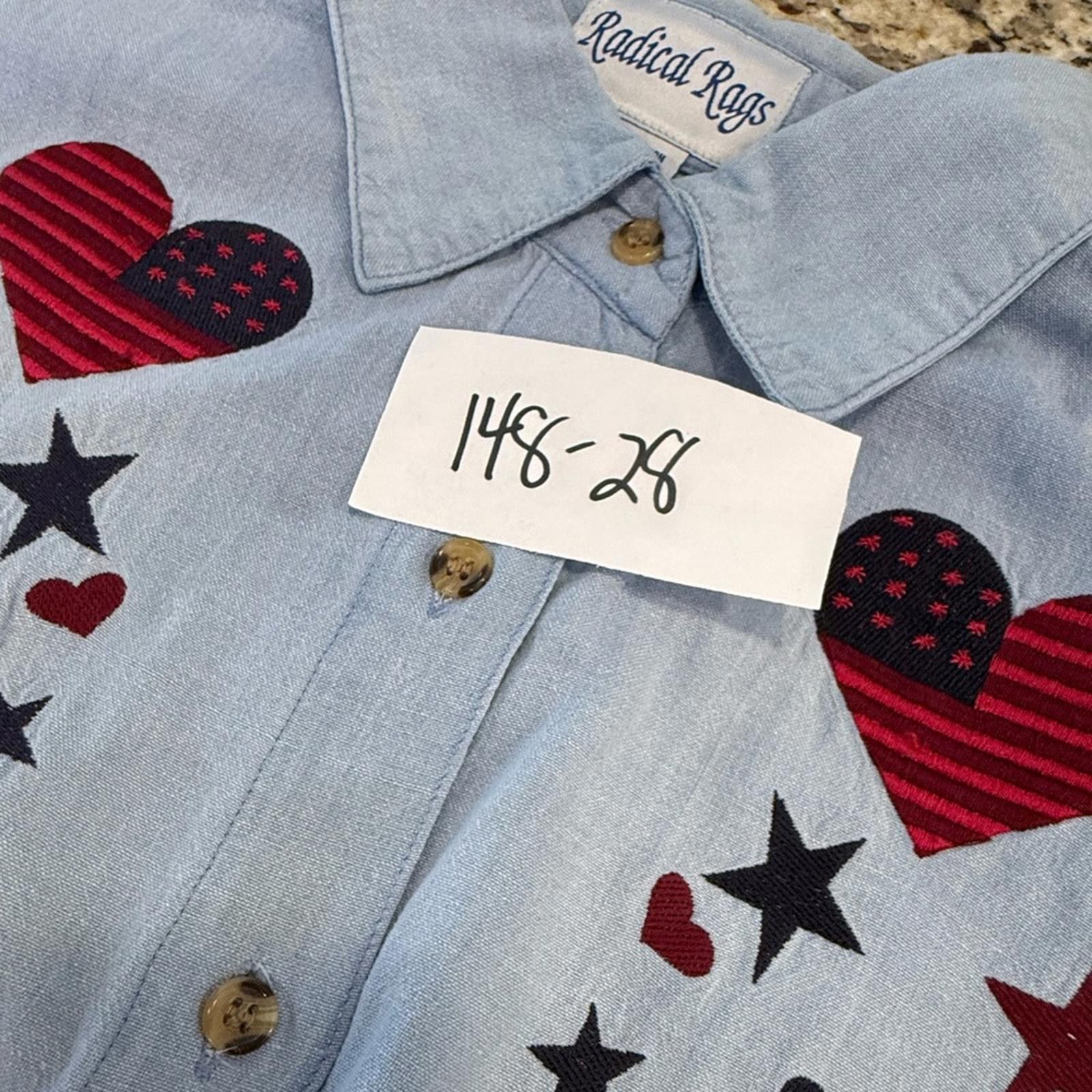 Other Radical Rags denim embroidered heart flag stars top SZ XL Size XL / US 12-14 / IT 48-50 - 9 Thumbnail