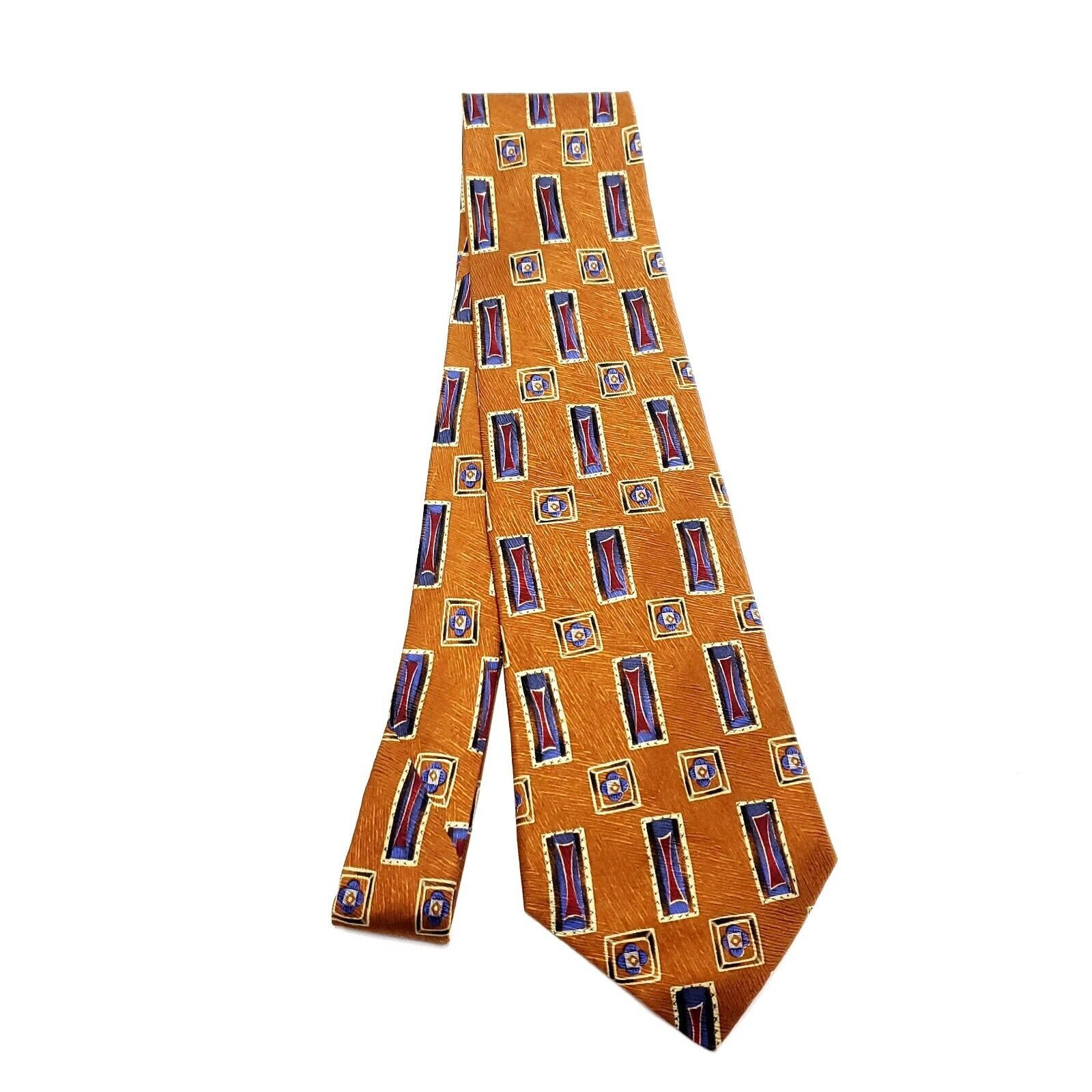 Designer Ferrell Reed Brown Silk Tie Woven Geometric Size ONE SIZE - 6 Thumbnail
