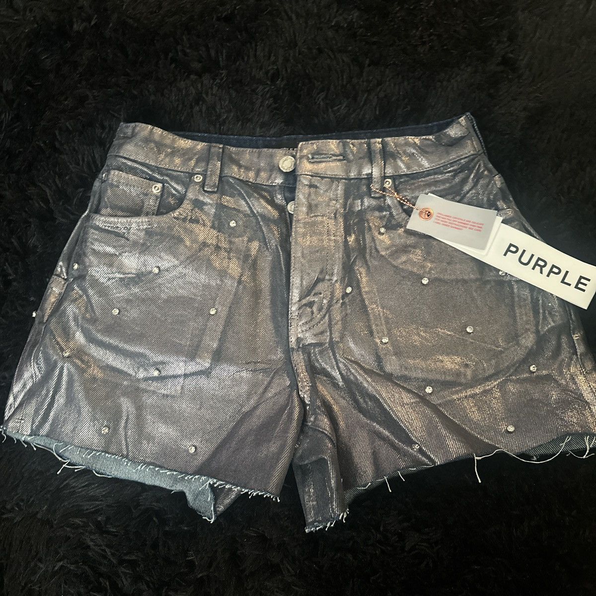 Other Foil Rhinestone Cut Off Shorts Size 29" - 4 Thumbnail