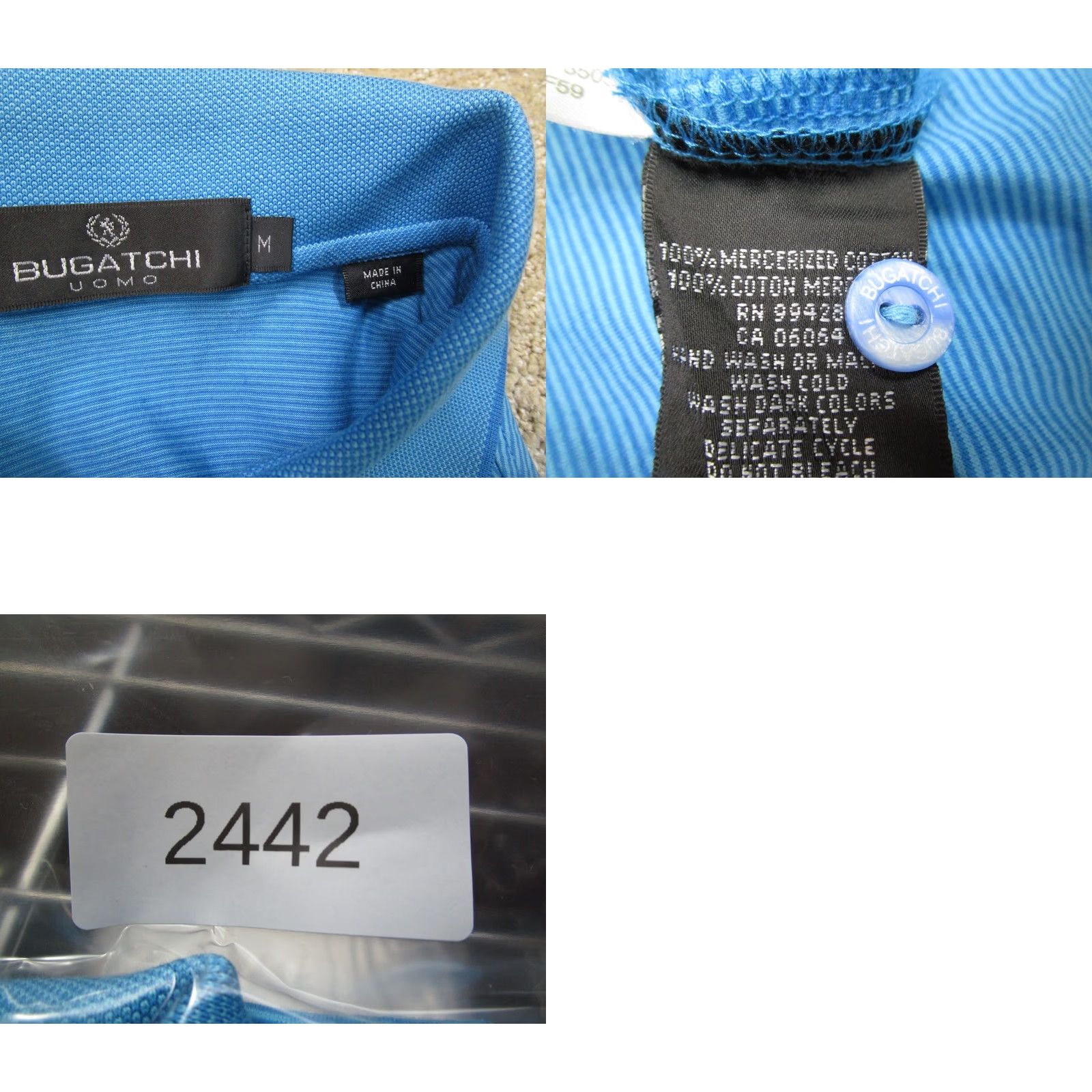 BUGATCHI Bugatchi Uomo Polo Shirt Men M Blue Striped Performance Golf Casual Shirts Size US M / EU 48-50 / 2 - 8 Thumbnail