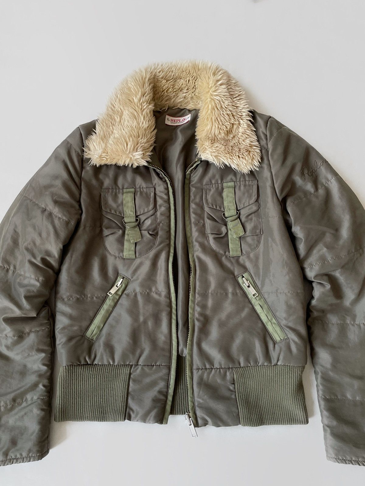 Replay Replay olive bomber jacket Y2K style Size S / US 4 / IT 40 - 10 Thumbnail