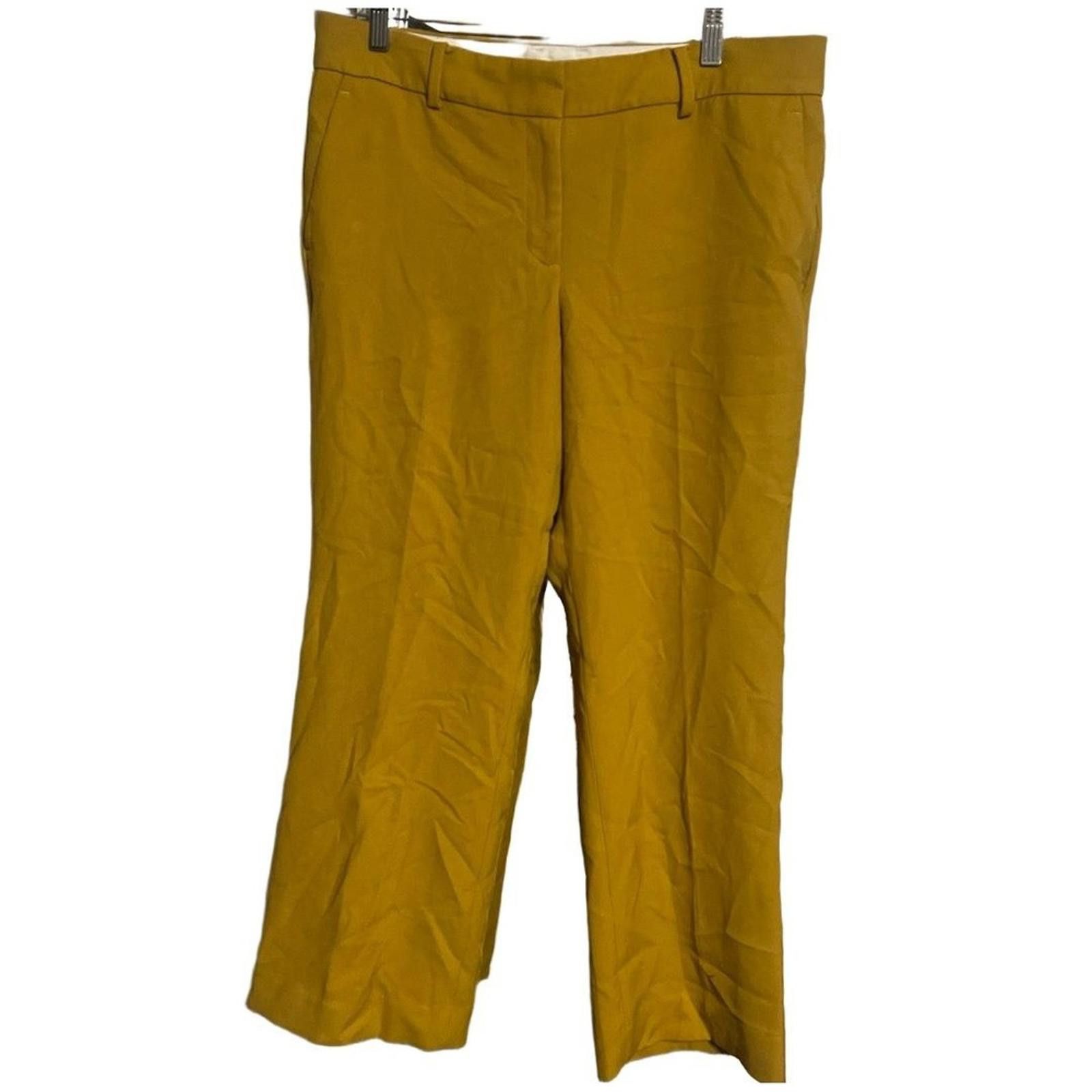 Ann Taylor ANN TAYLOR Pants 8 Mustard Yellow Straight Leg Flat Front Size 30" / US 8 / IT 44 - 2 Thumbnail