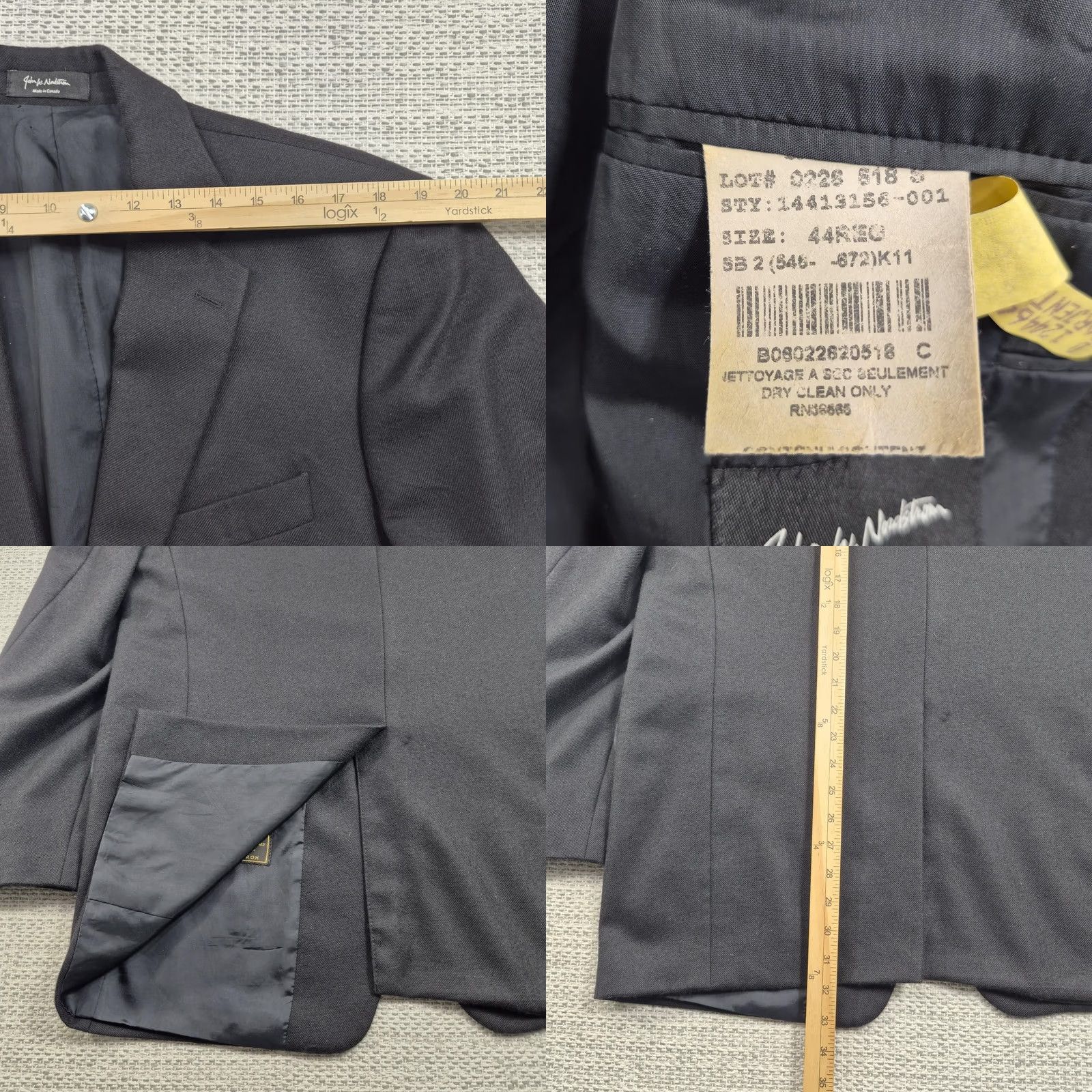 Nordstrom John W. Nordstrom Sport Coat Mens 44R Black Cashmere Loro Piana Two Button Size US S / EU 44-46 / 1 - 9 Thumbnail