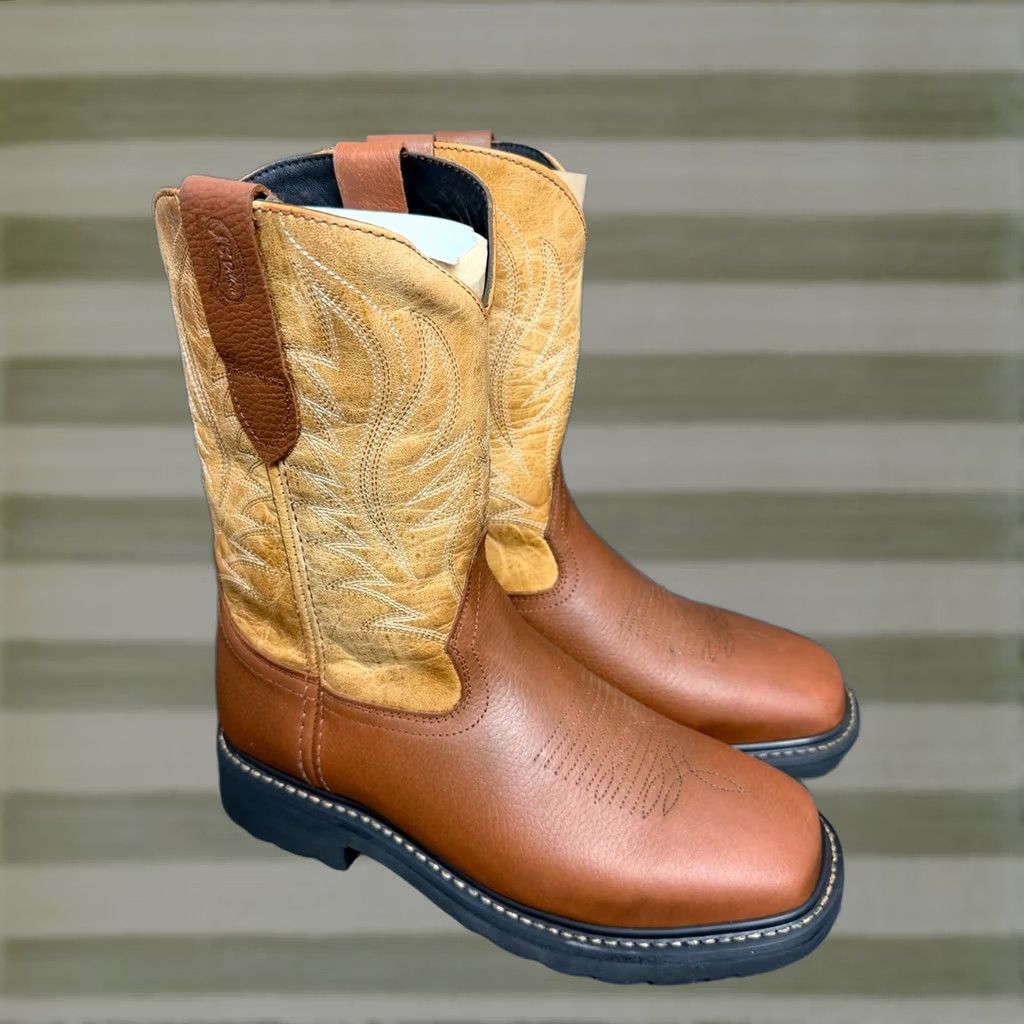 Vintage NEW JB Dillon Reserve Leather Cowboy Boots Square Toe Oak Honey SIZE 9 EW Men's Size US 9 / EU 42 - 1 Thumbnail