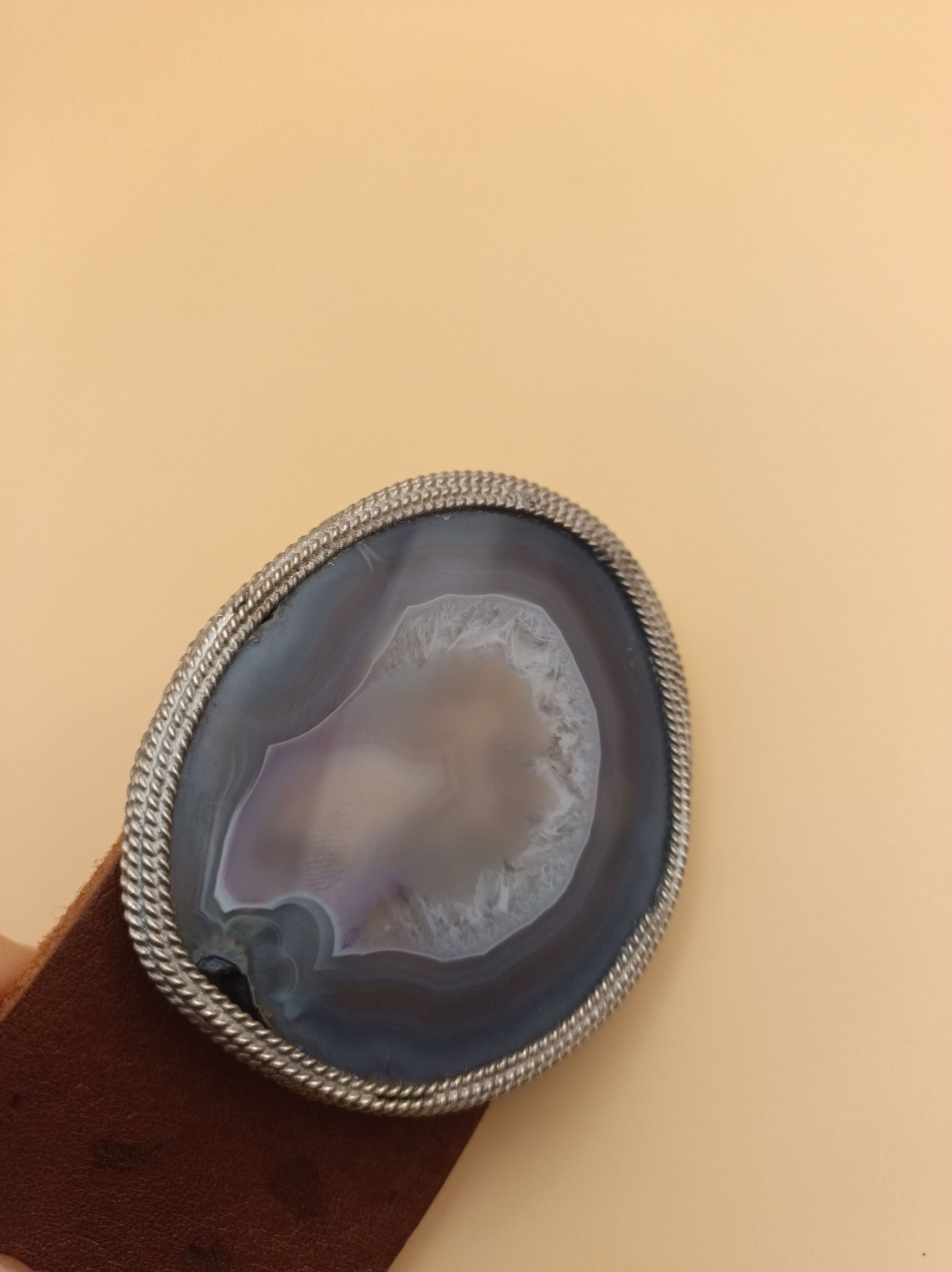 Vintage Vintage Polished Natural Agate Slice Belt Buckle Size ONE SIZE - 7 Thumbnail