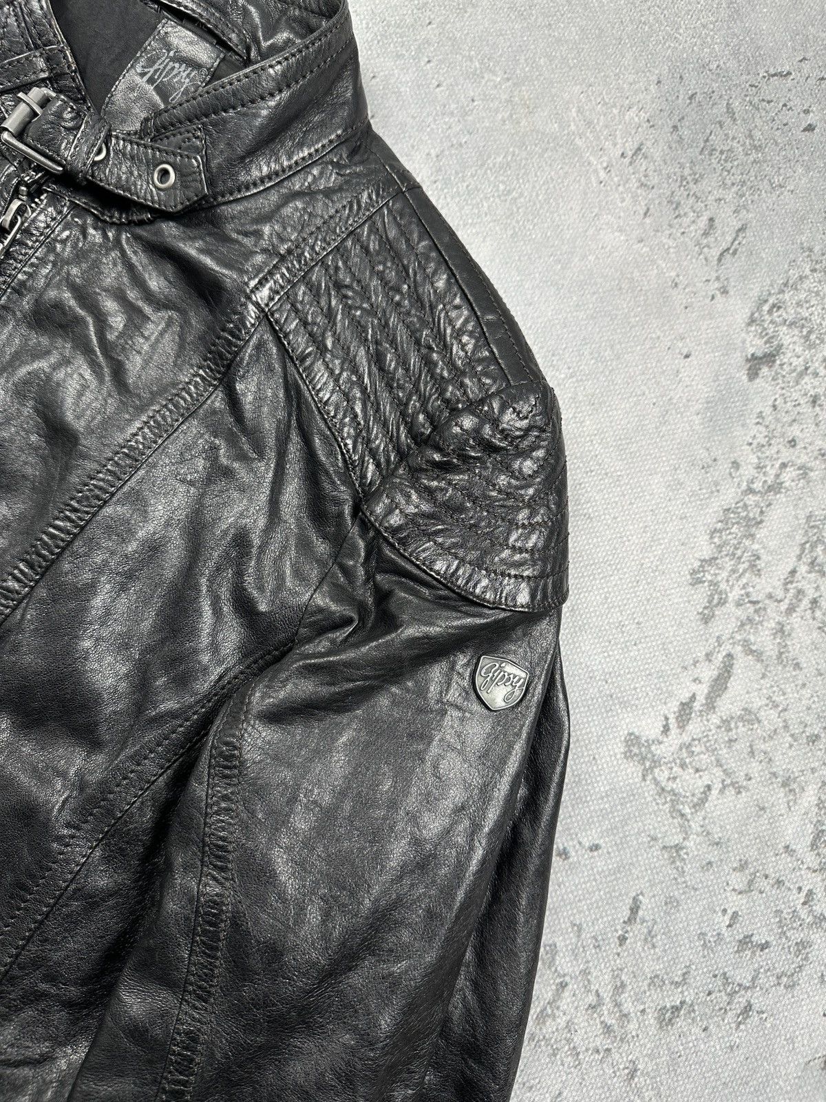 Leather Gipsy Archive Y2K Black Leather Moto Biker Jacket Womens 90s Size M / US 6-8 / IT 42-44 - 6 Thumbnail